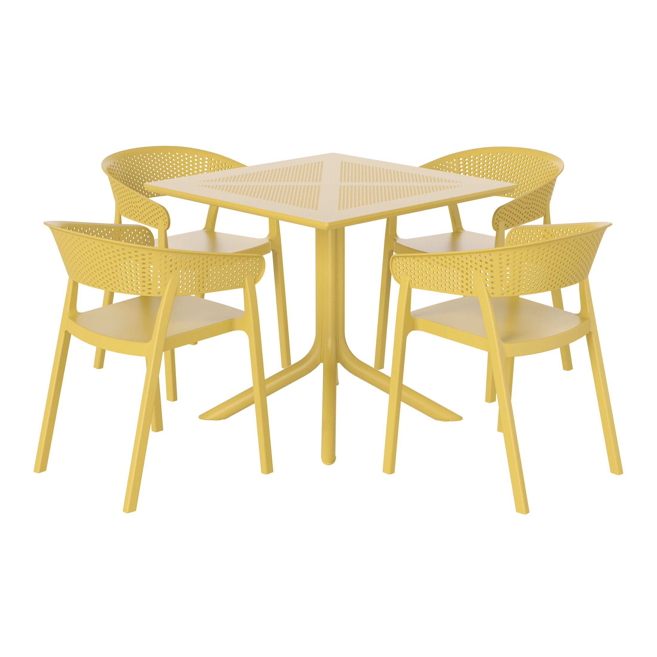 Sunshine 5-Piece Modern Patio Square Dining Table Set with Stackable Patio Dining Chairs