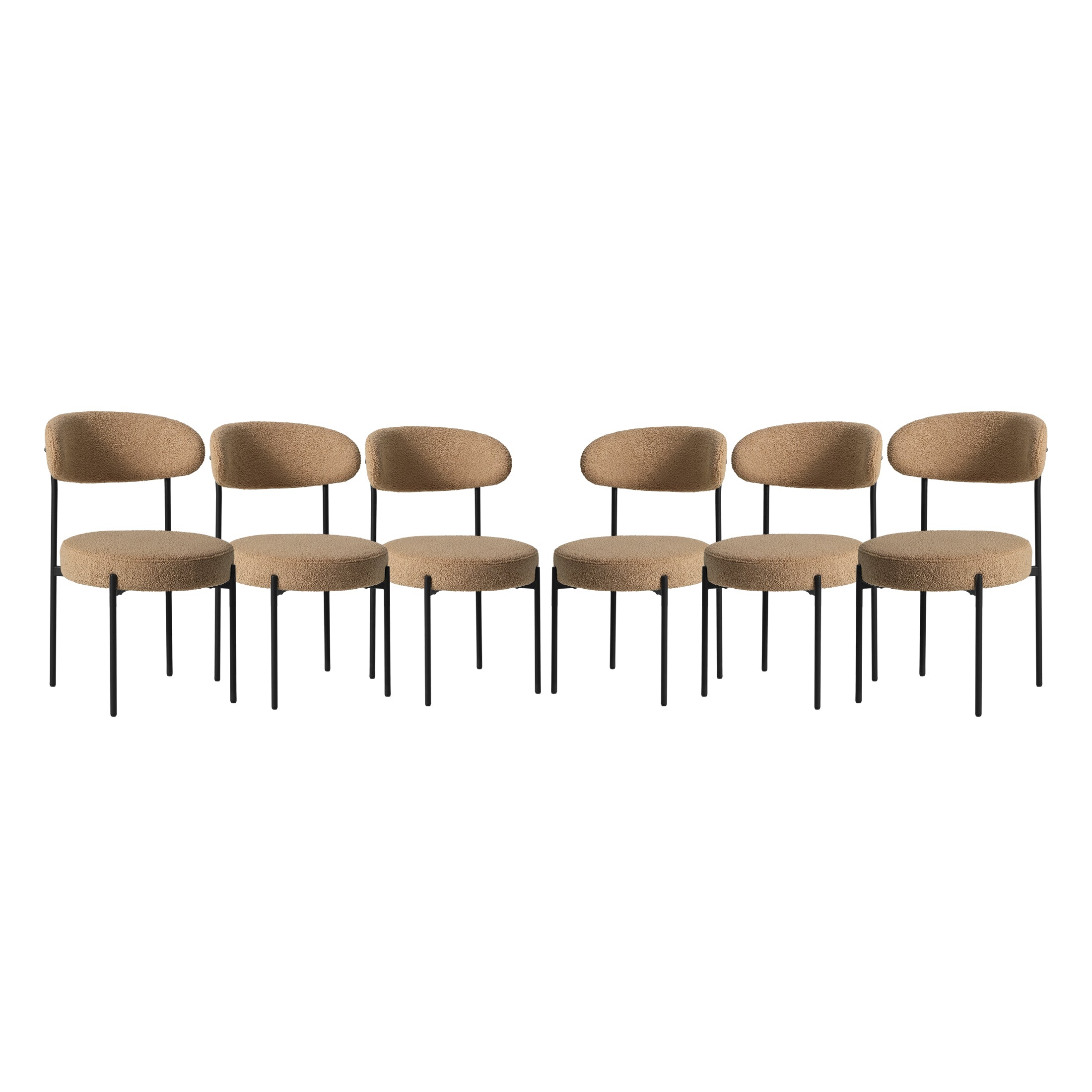 Celine Mid-Century Modern Upholstered Sherpa Round Dining Chairs (Set of 6)