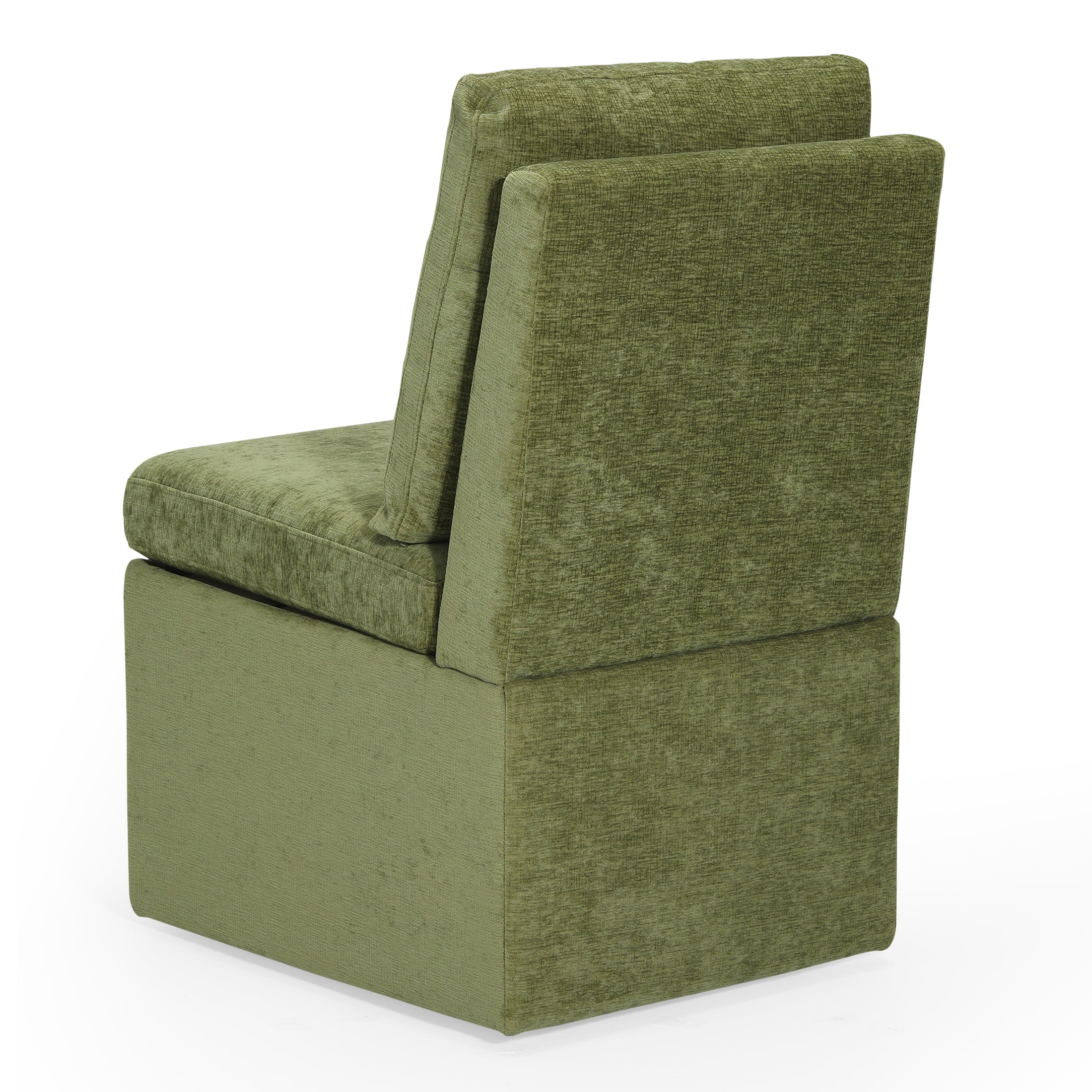 Danburry Modern Upholstered Chenille Armless Dining Chairs With Casters (Set of 4)