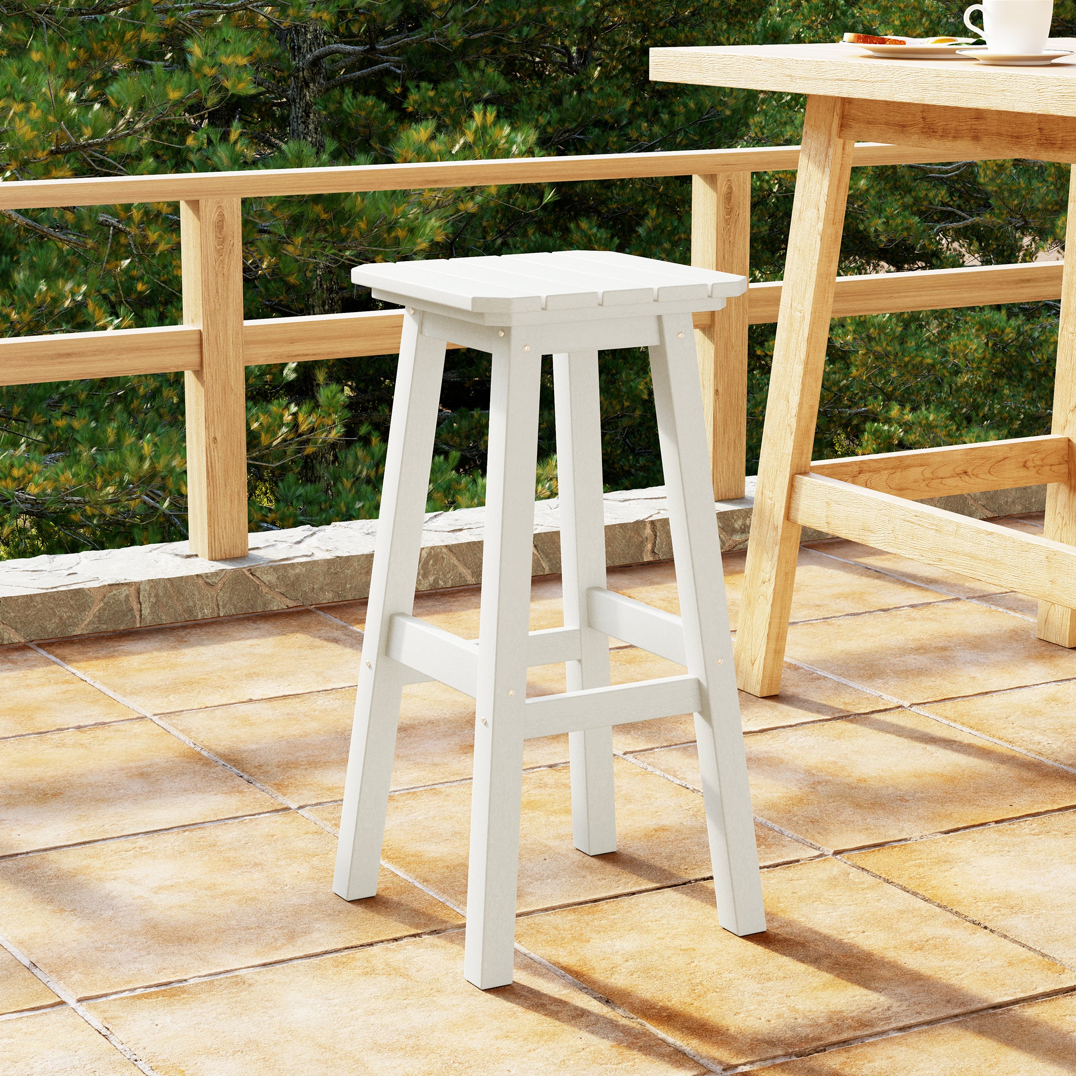 Paradise 29" HDPE Outdoor Patio Square Backless Bar Stool