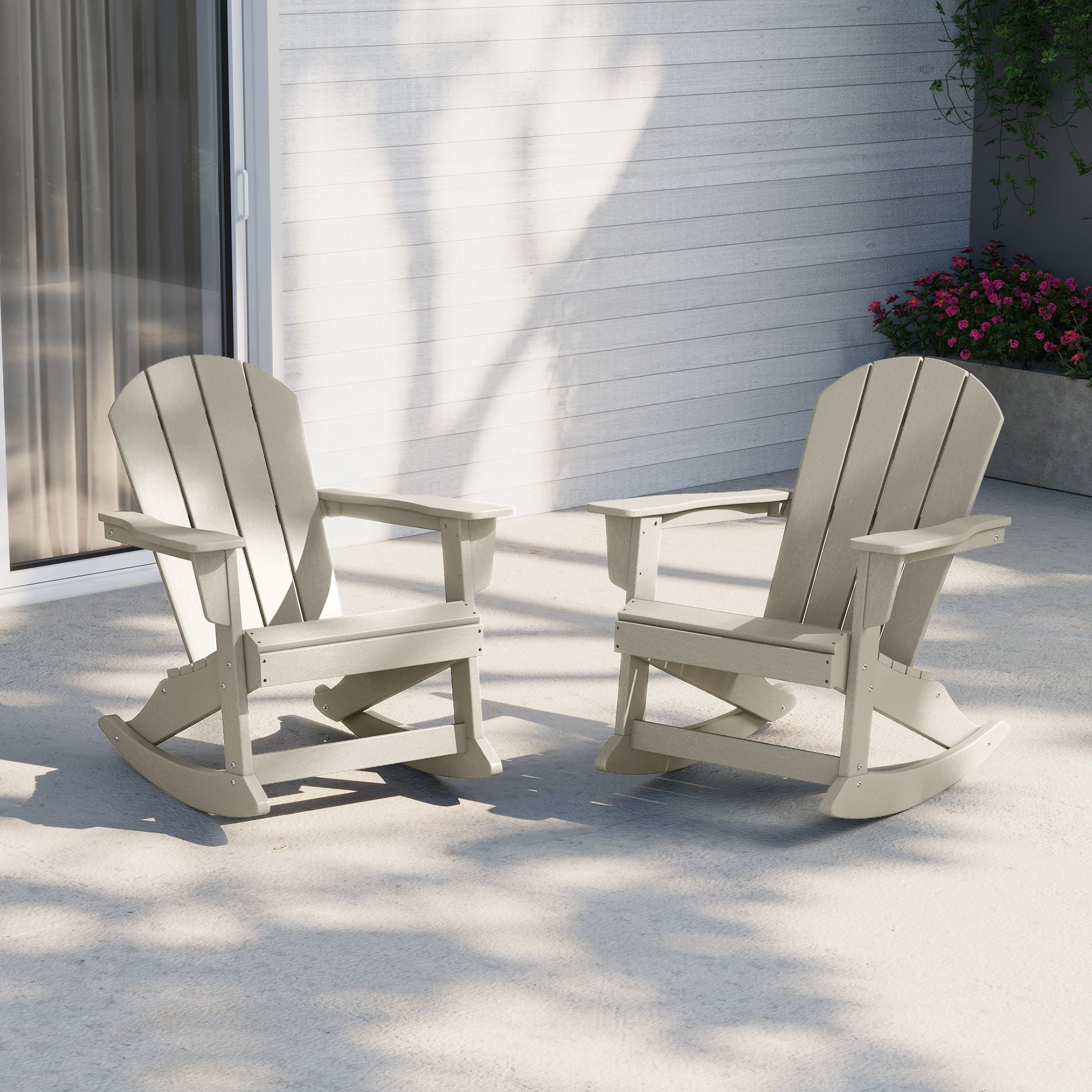 Paradise 2 piece set Outdoor / Patio Poly Adirondack rocking chairs ( 2 seater )