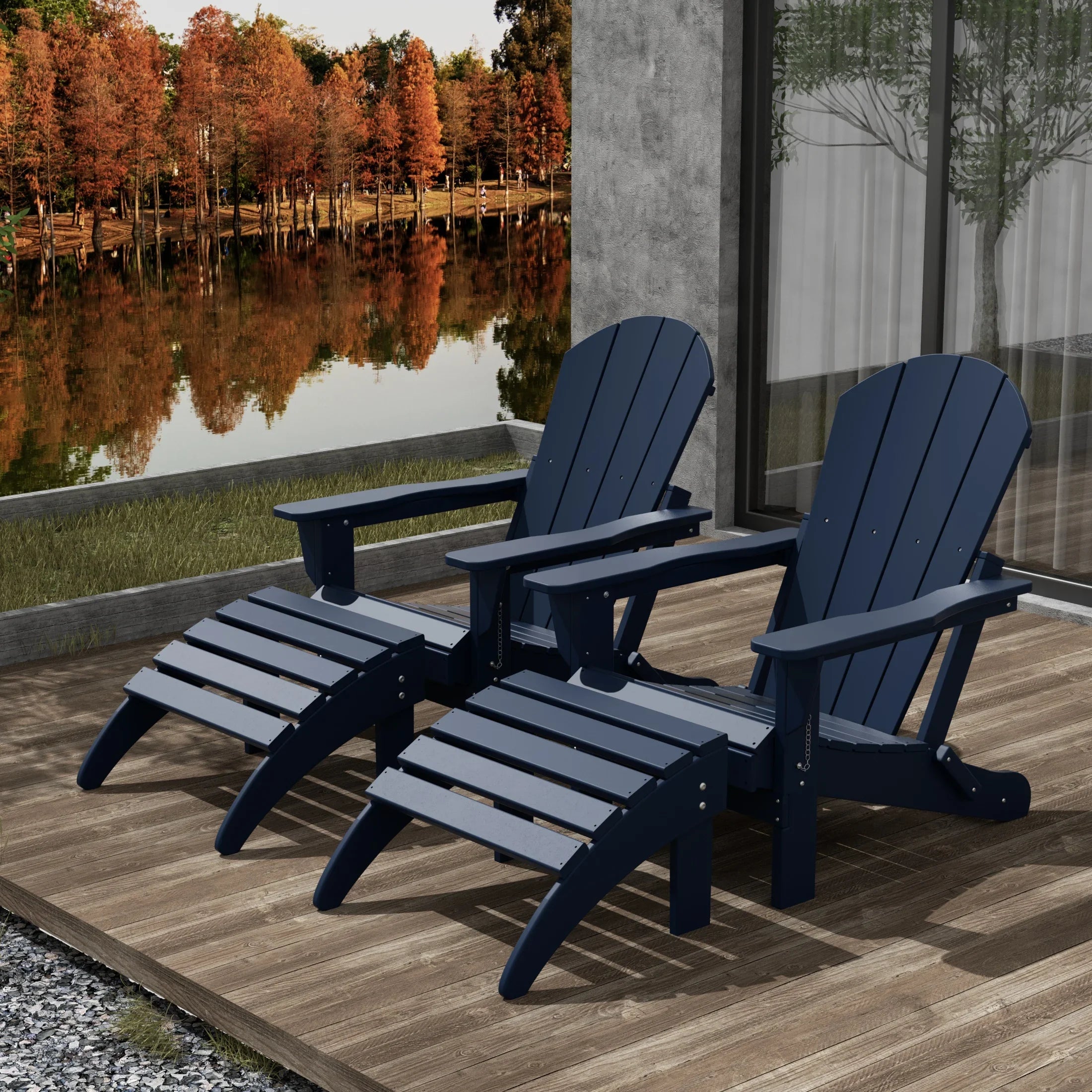 PARADISE 4-Piece Outdoor Patio Adirondack Chairs with Matching