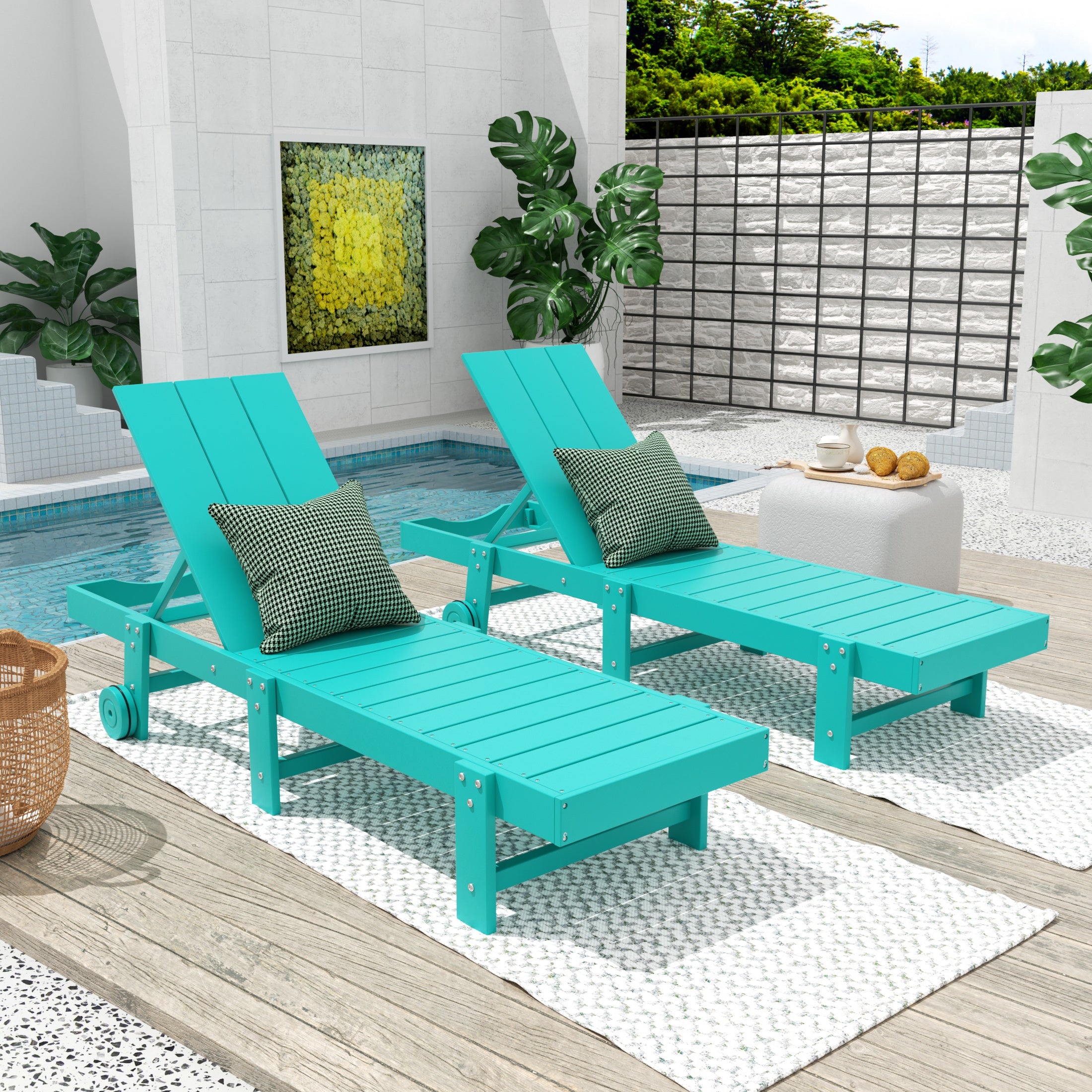 Palms Modern Poly Reclining Chaise Lounge With Wheels