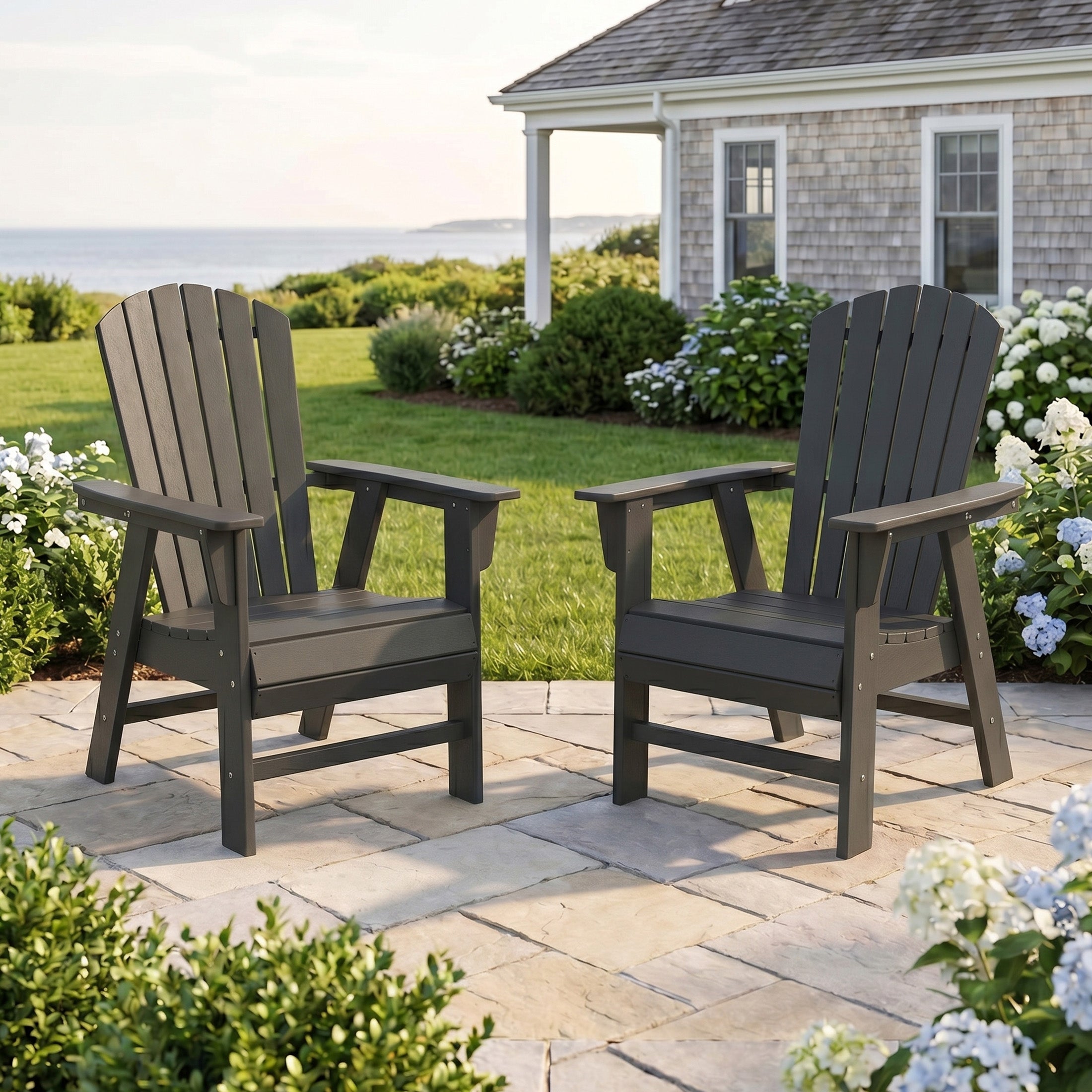 Portside Outdoor Modern HDPE Adirondack Patio Dining Chairs (Set of 2)
