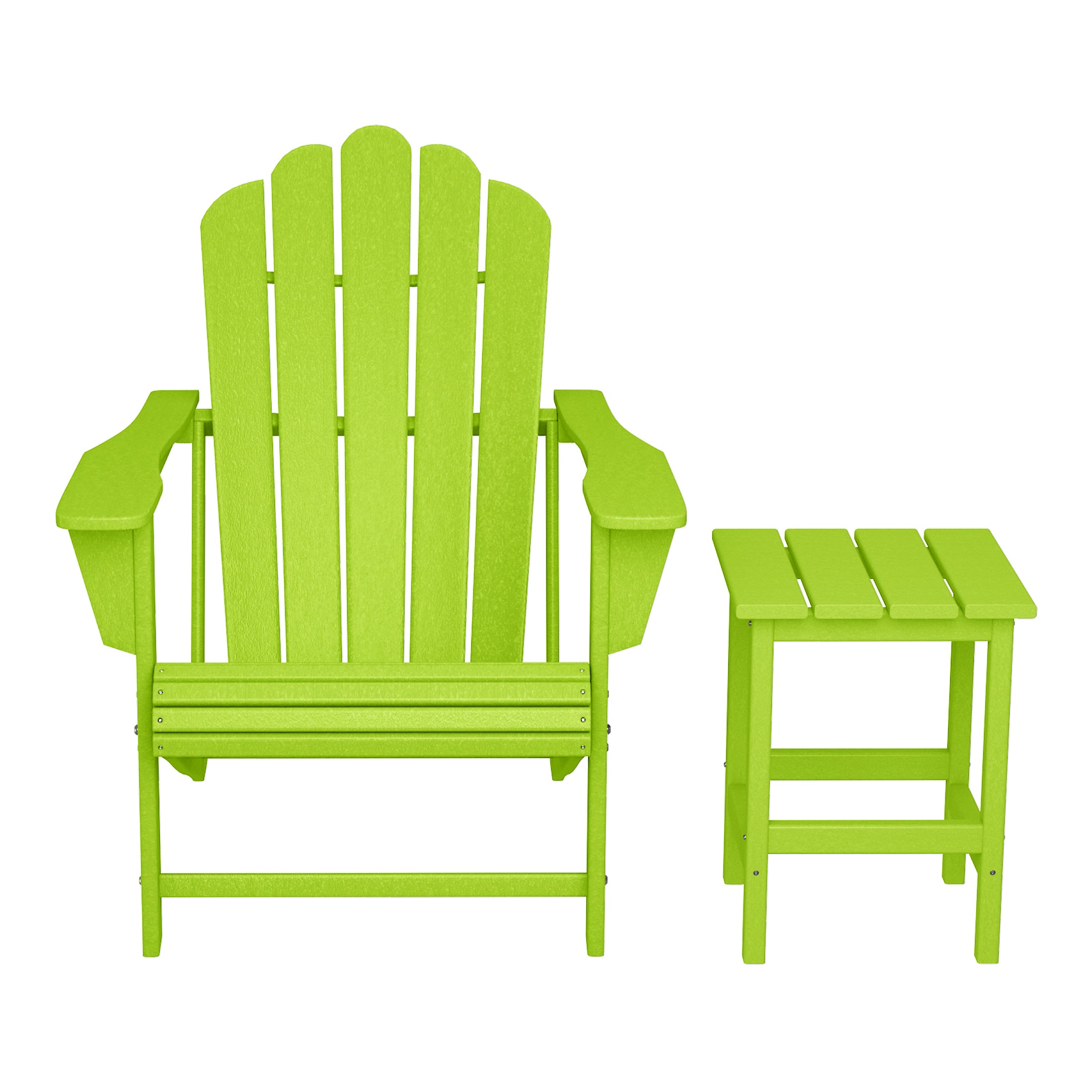 Lakeview Outdoor Patio HDPE Adirondack Chair With Cup Holder and Table Set