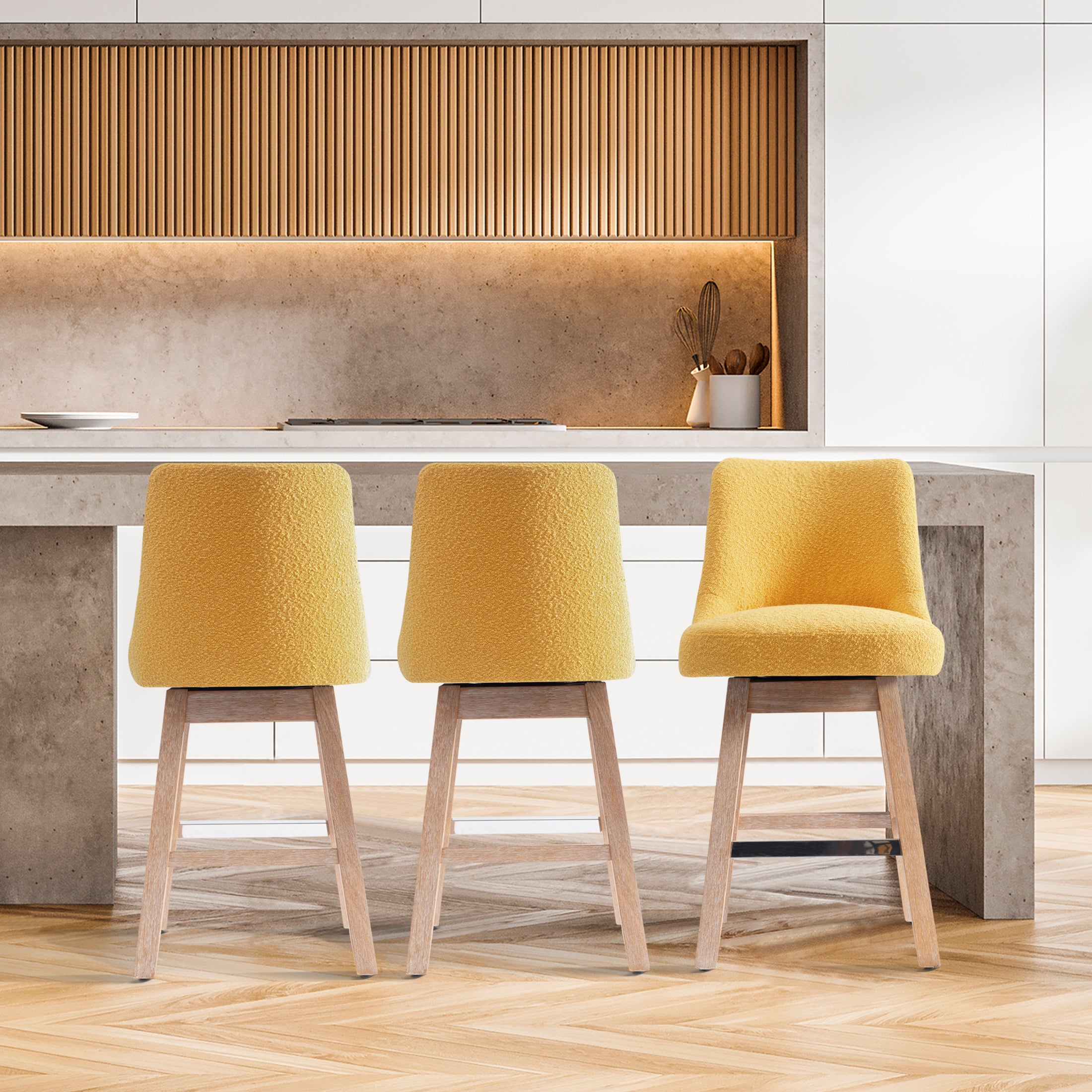 Amélie 26" Upholstered Swivel Counter Height Bar Stools (Set of 3)