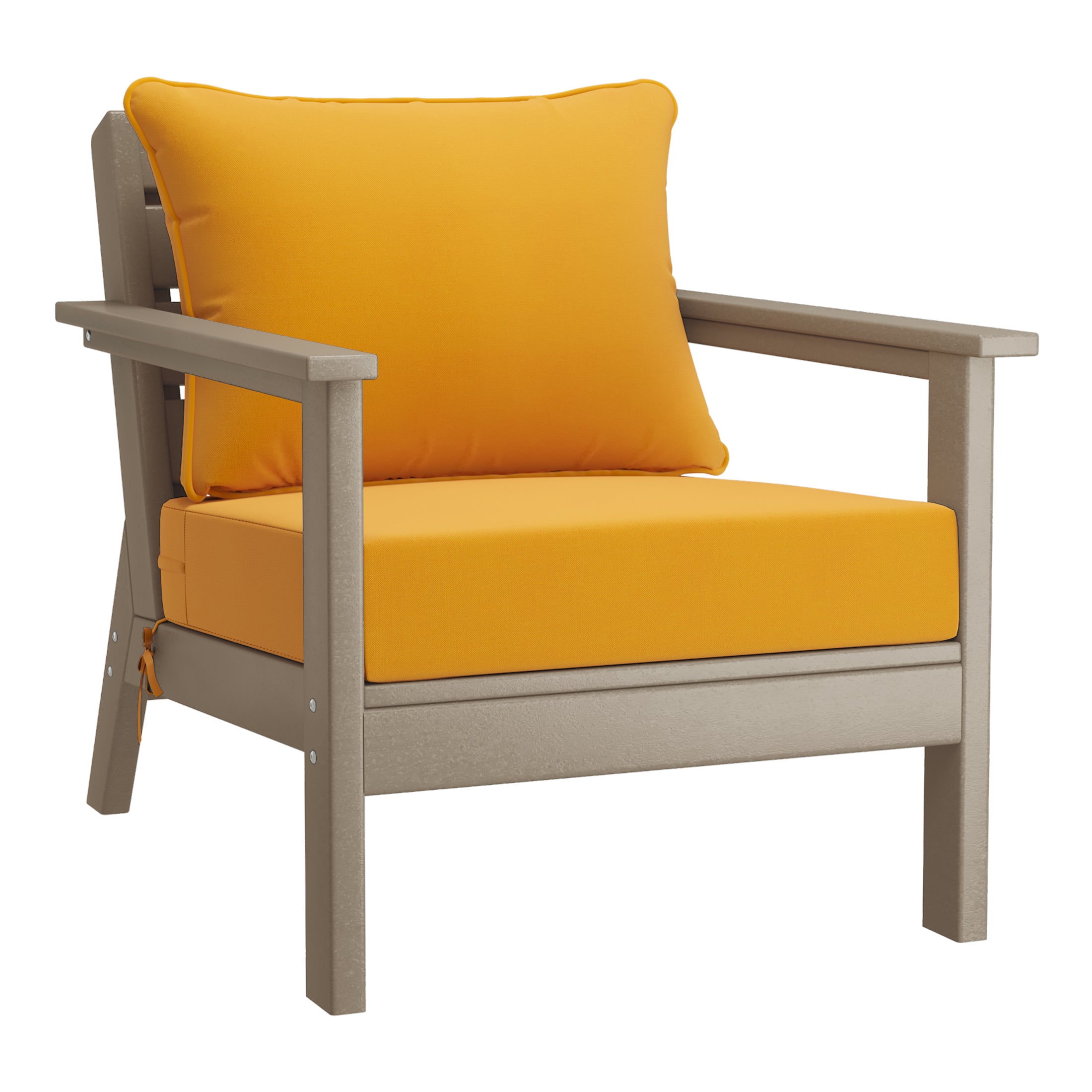 Portsmouth Outdoor Modern HDPE Patio Club Chairs with Deep Seat Cushions (Set of 2)