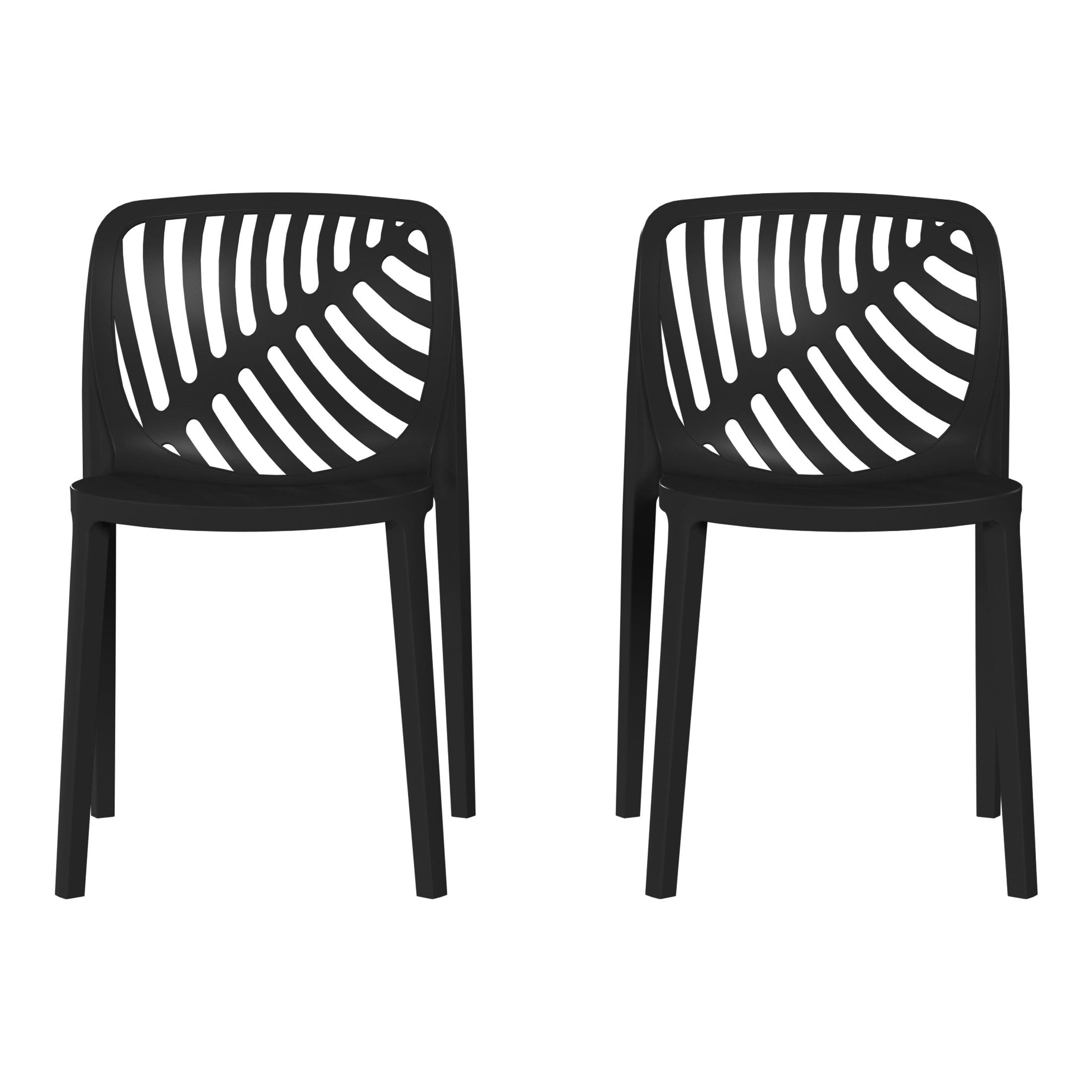 Sunshine Outdoor Modern Stackable Polypropylene Plastic Patio Bistro Dining Side Chairs (Set of 2)