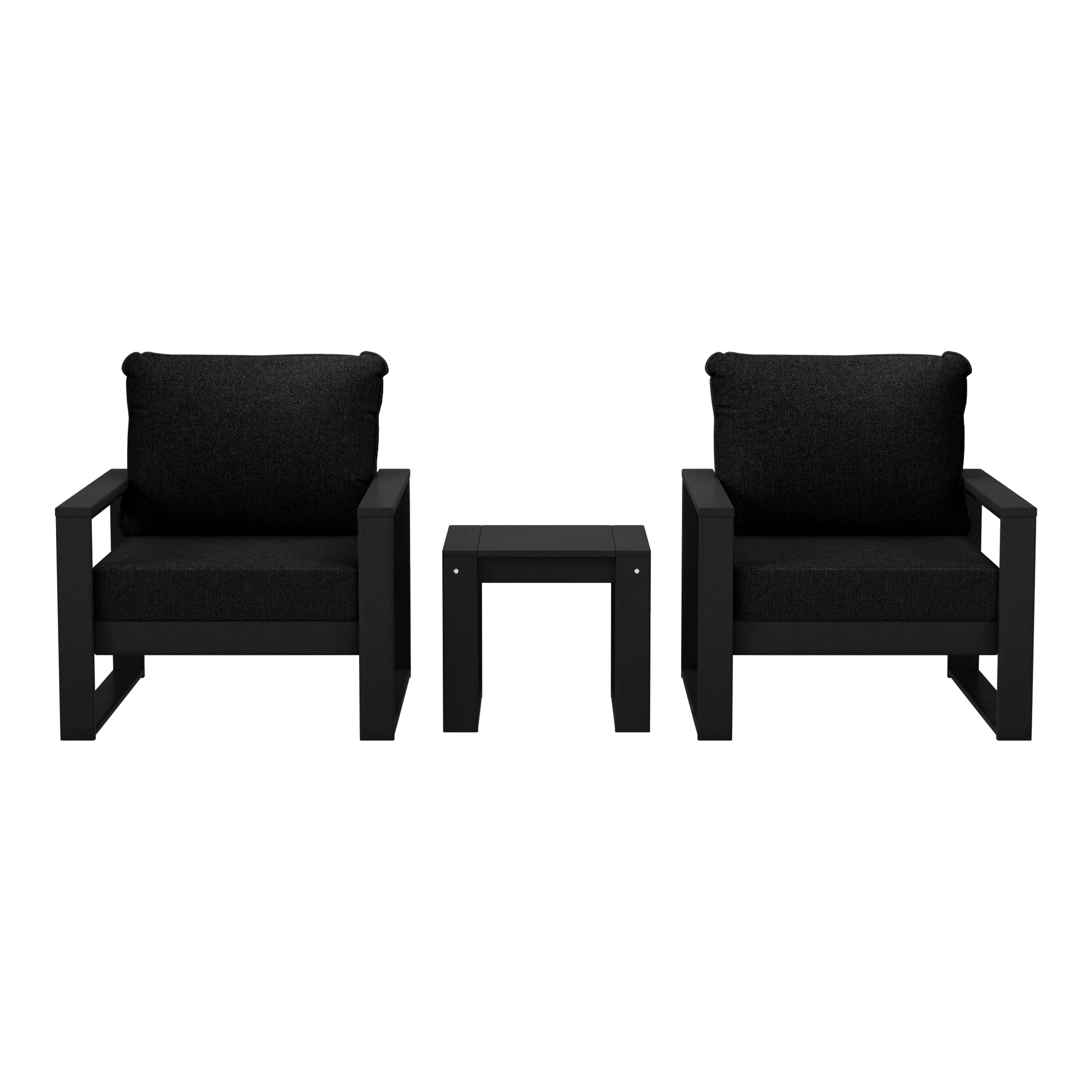 Rockaway Outdoor Modern 3-Piece HDPE Patio Sofa Set with Side Table