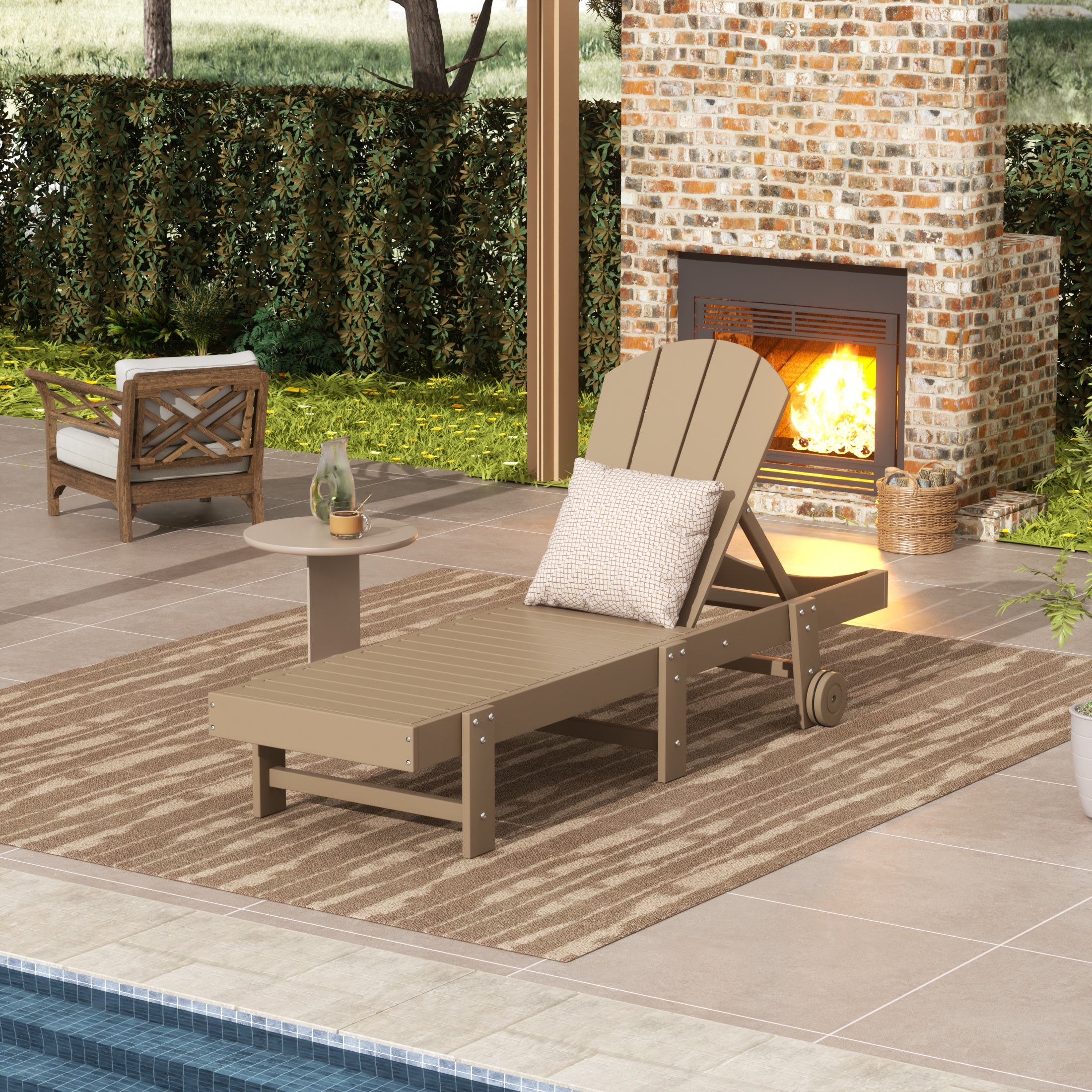 Paradise Adirondack Poly Reclining Chaise Lounge With Wheels