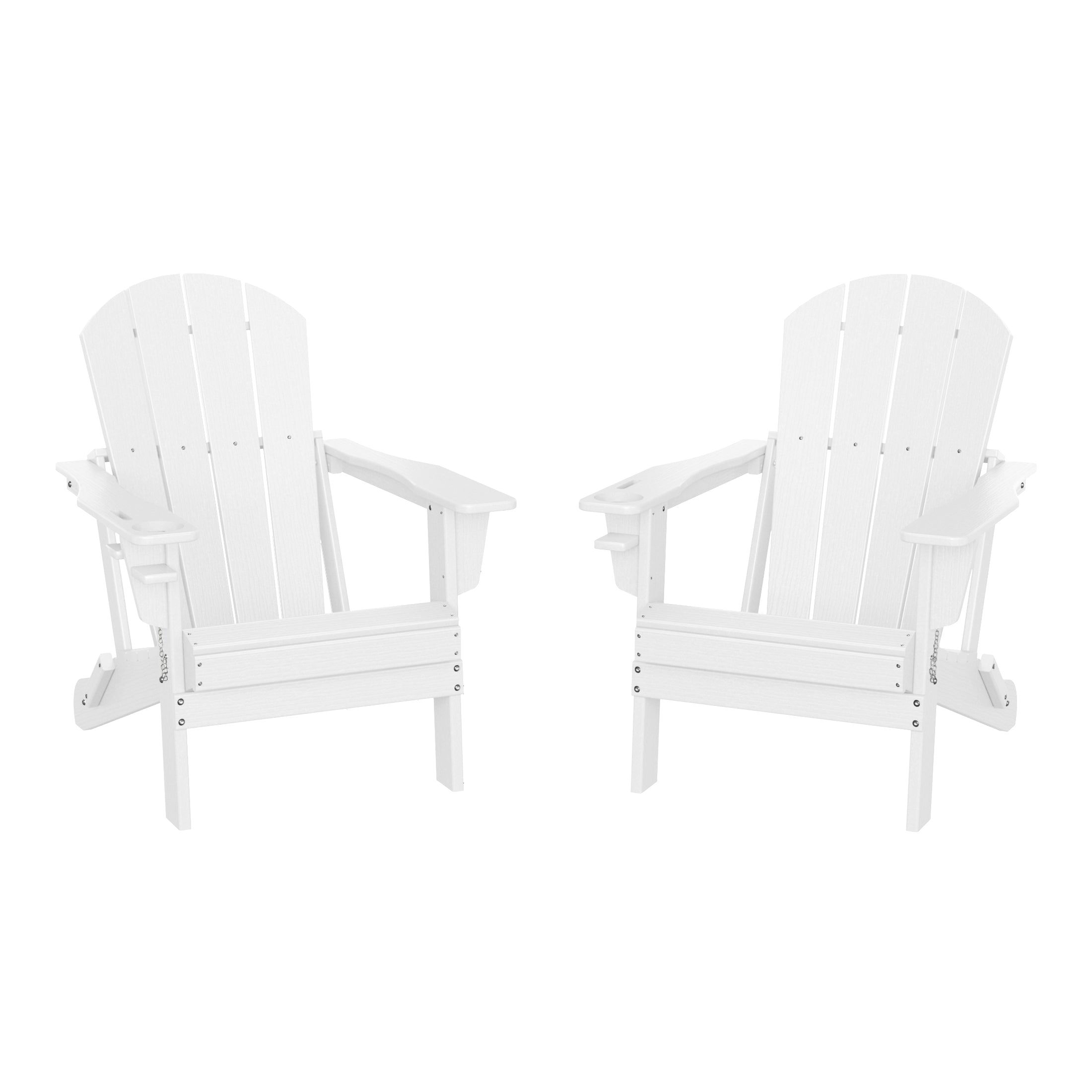 Rockport Outdoor Patio HDPE Resin Folding Adirondack Chairs With Cup Holder and Phone Holder (Set of Two)