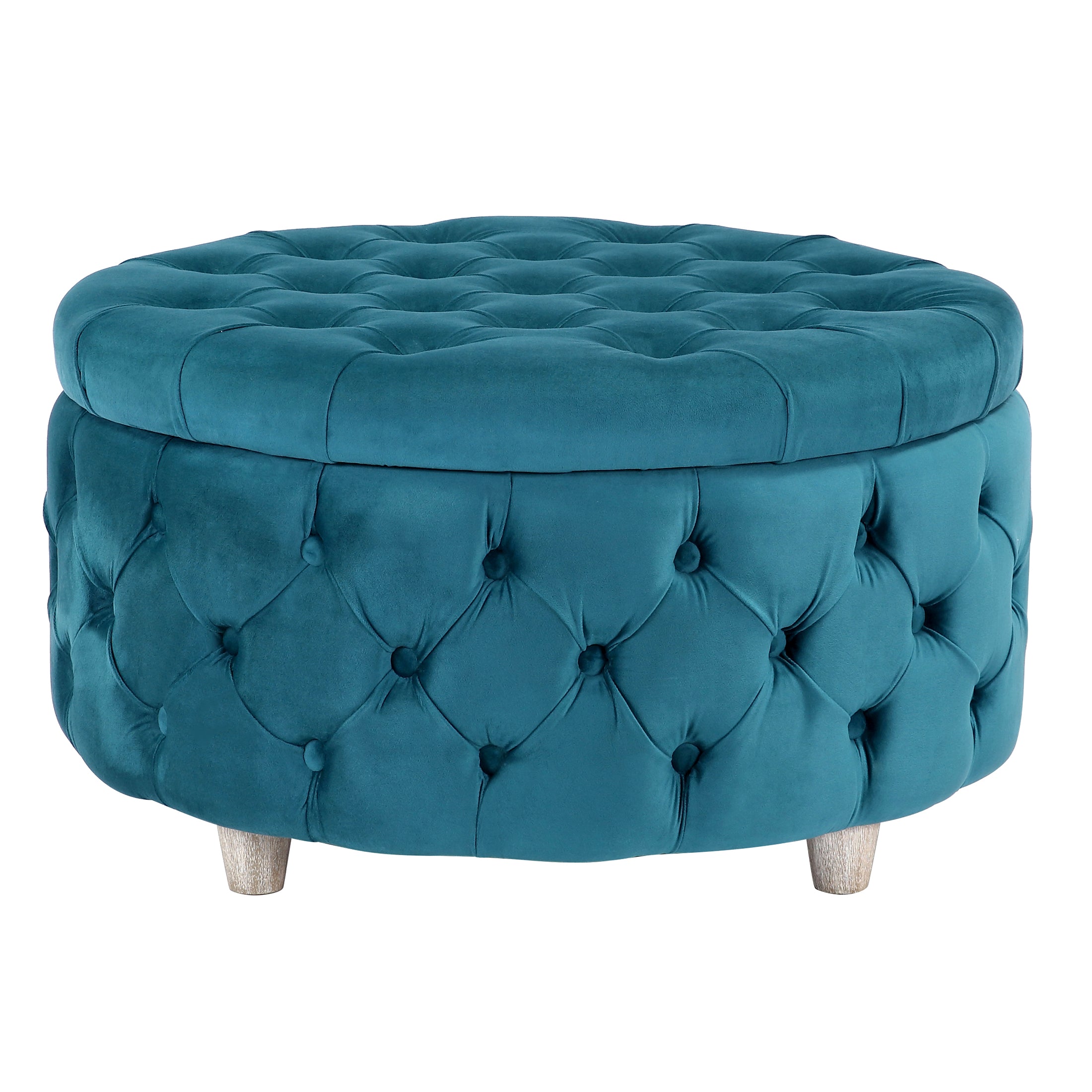 Hank Round Velvet Tufted Storage Ottoman