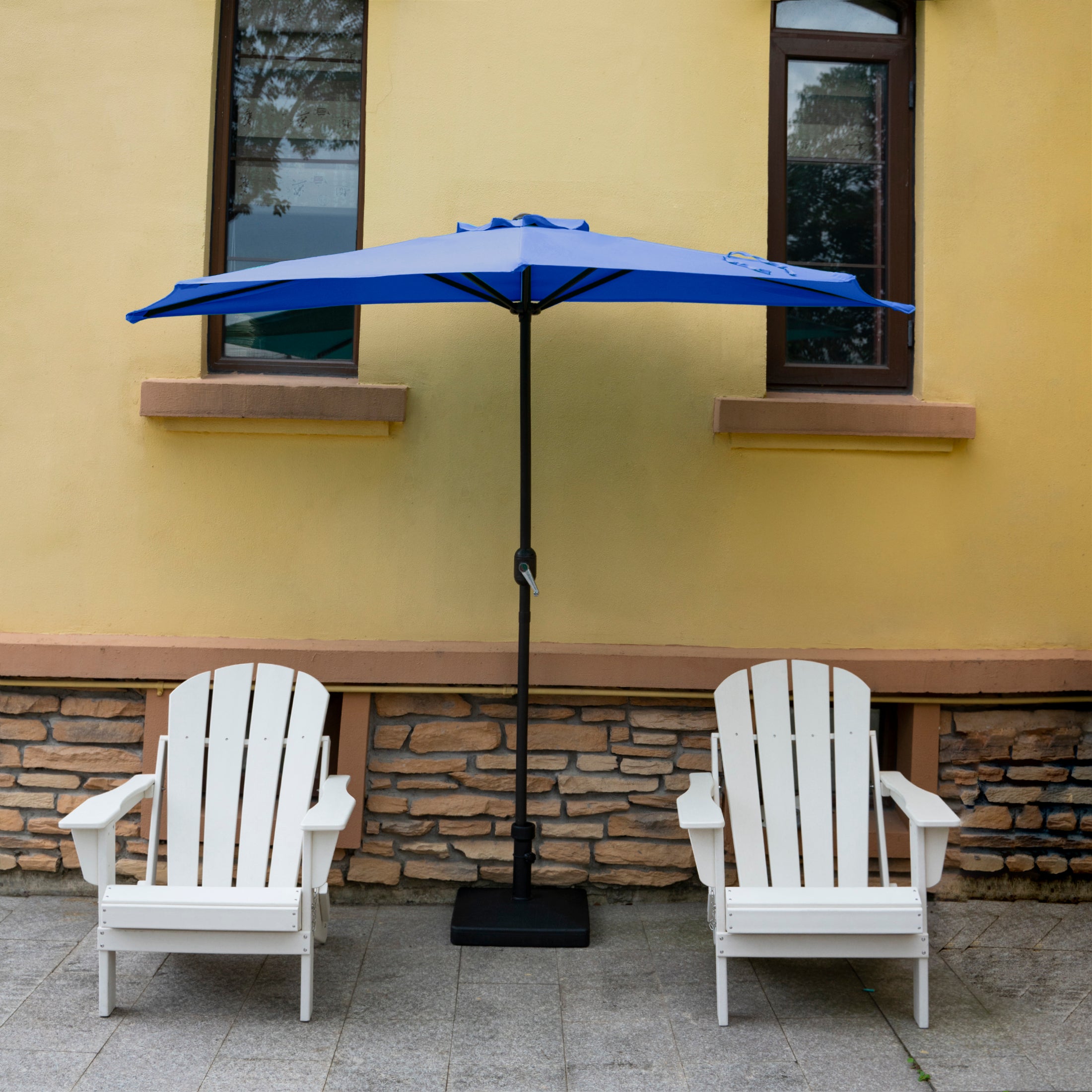 Easton 9 ft. Aluminum Half Market Crank Lift Patio Umbrella