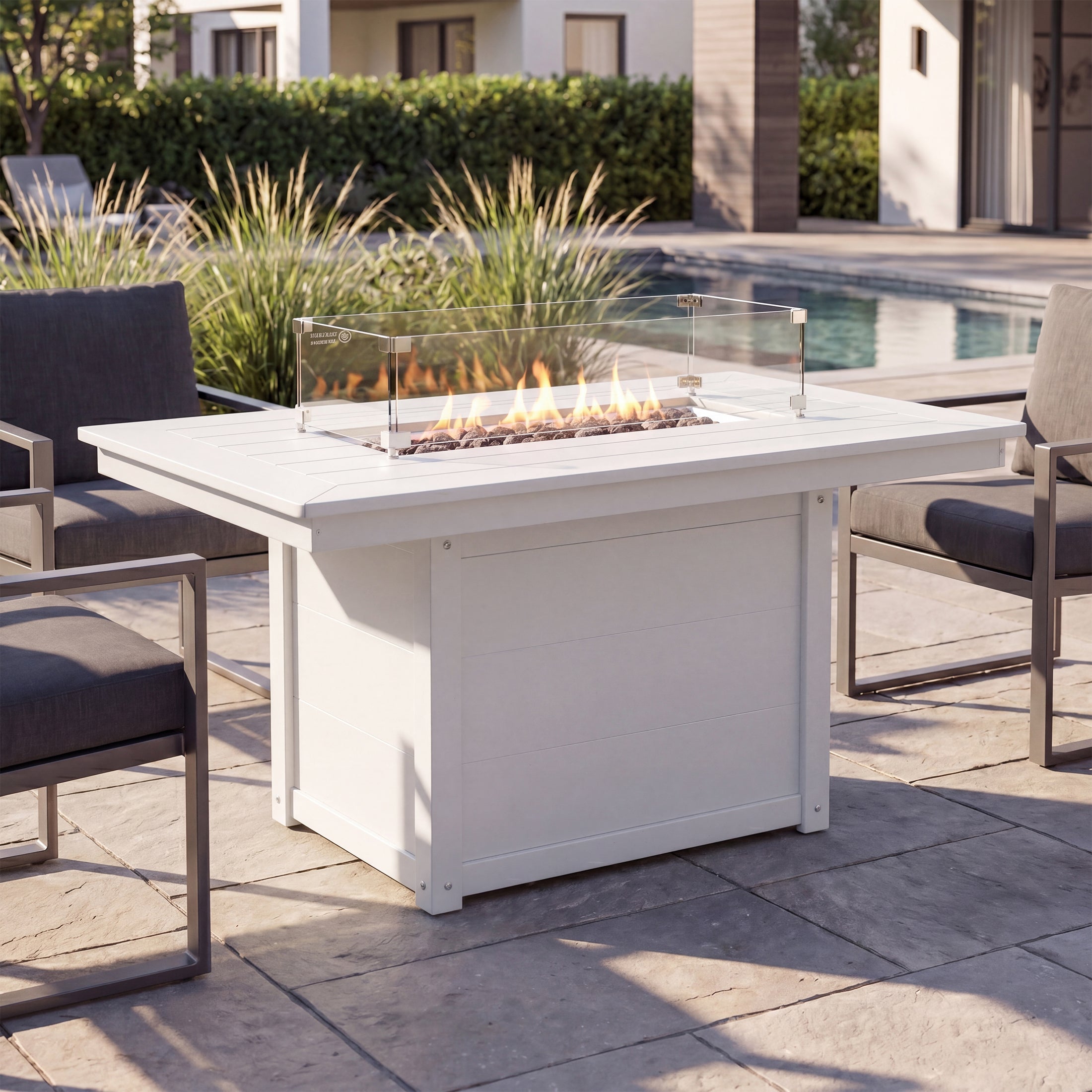 Sol 46" Modern Outdoor 55,000 BTU Patio Gas Propane Rectangle Deck Fire Pit Table