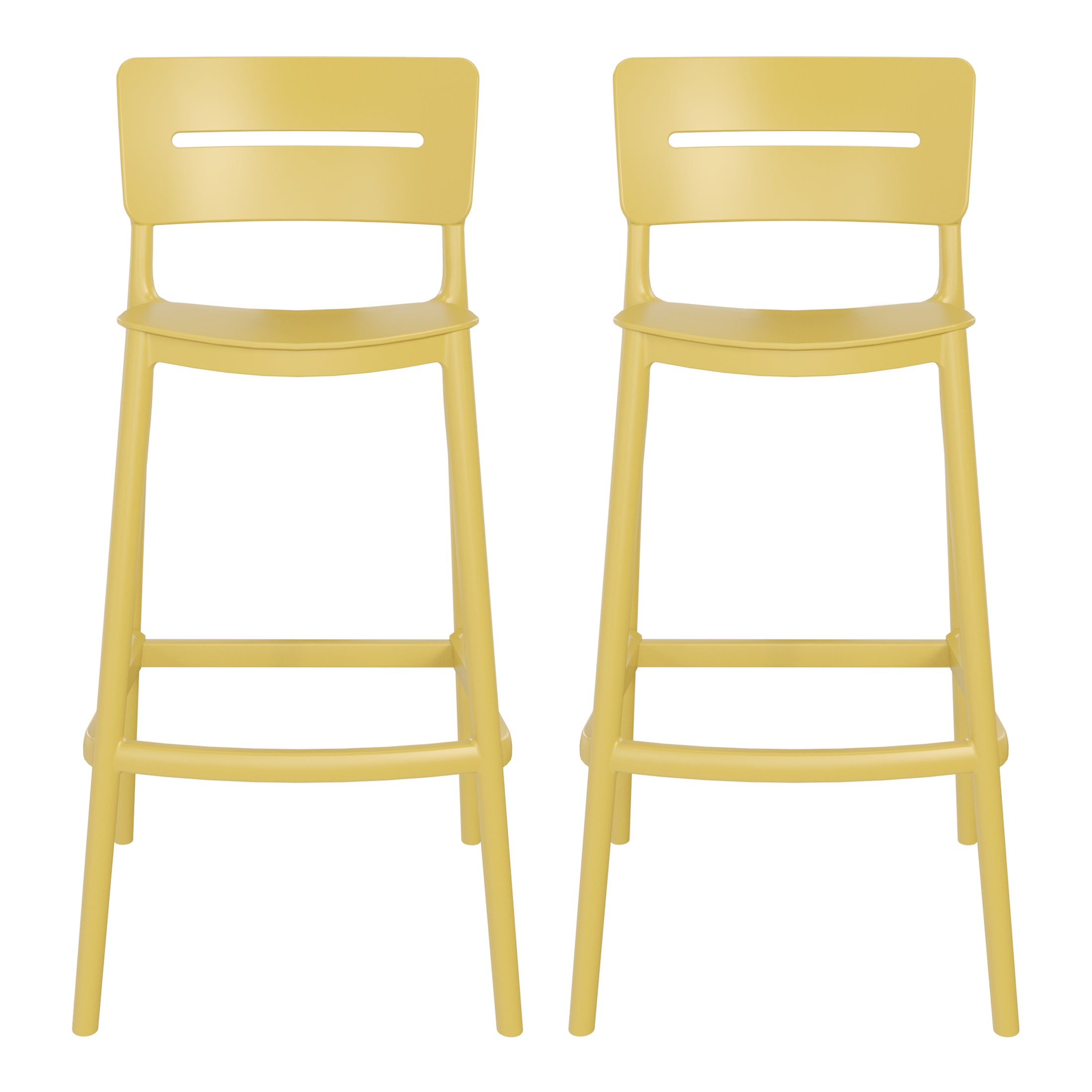 Sunshine Stackable Polypropylene Resin Plastic Outdoor Patio Bar Stools (Set of 2)