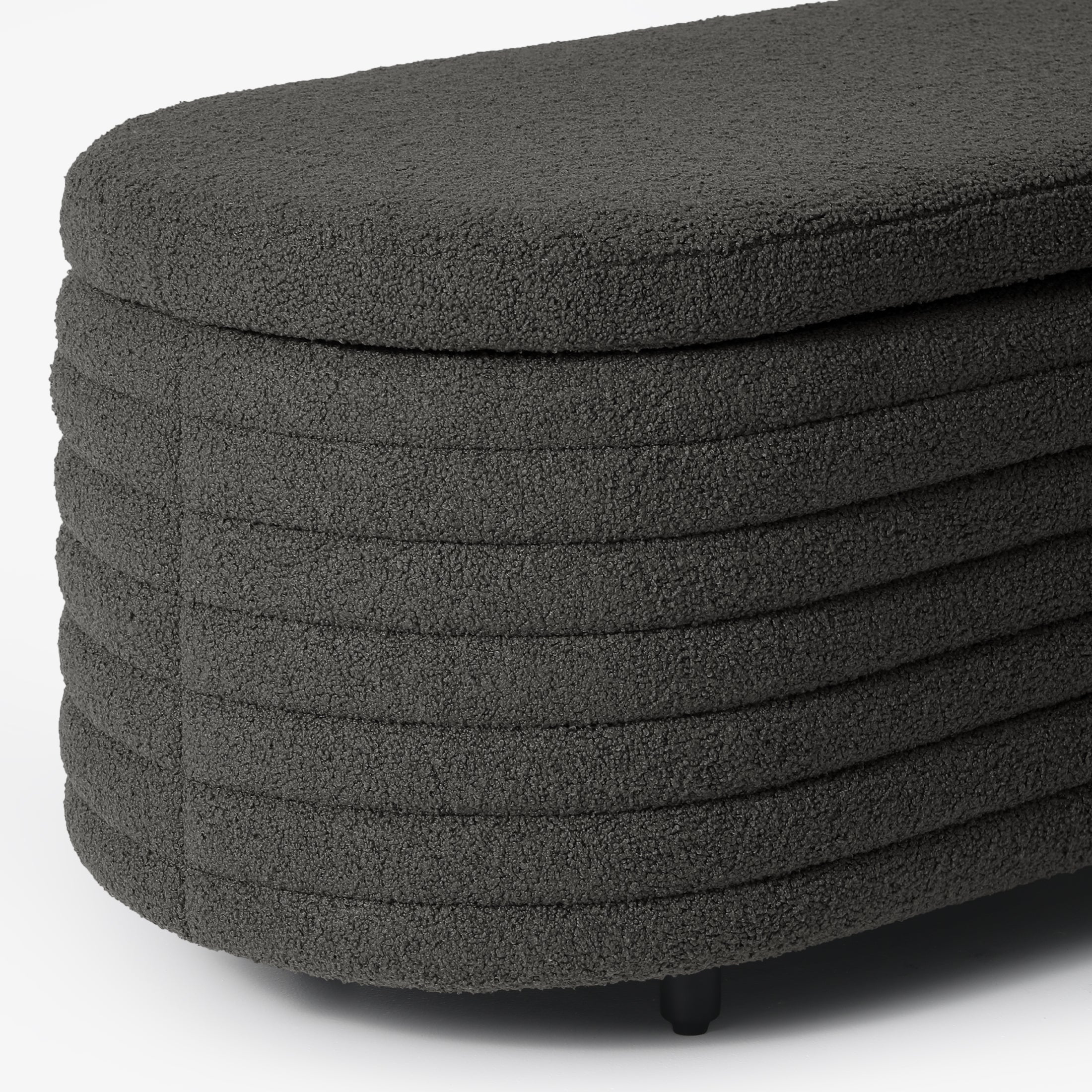 Celine 42" Wide Mid-Century Modern Upholstered Teddy Sherpa Tufted Oval Storage Ottoman Bench