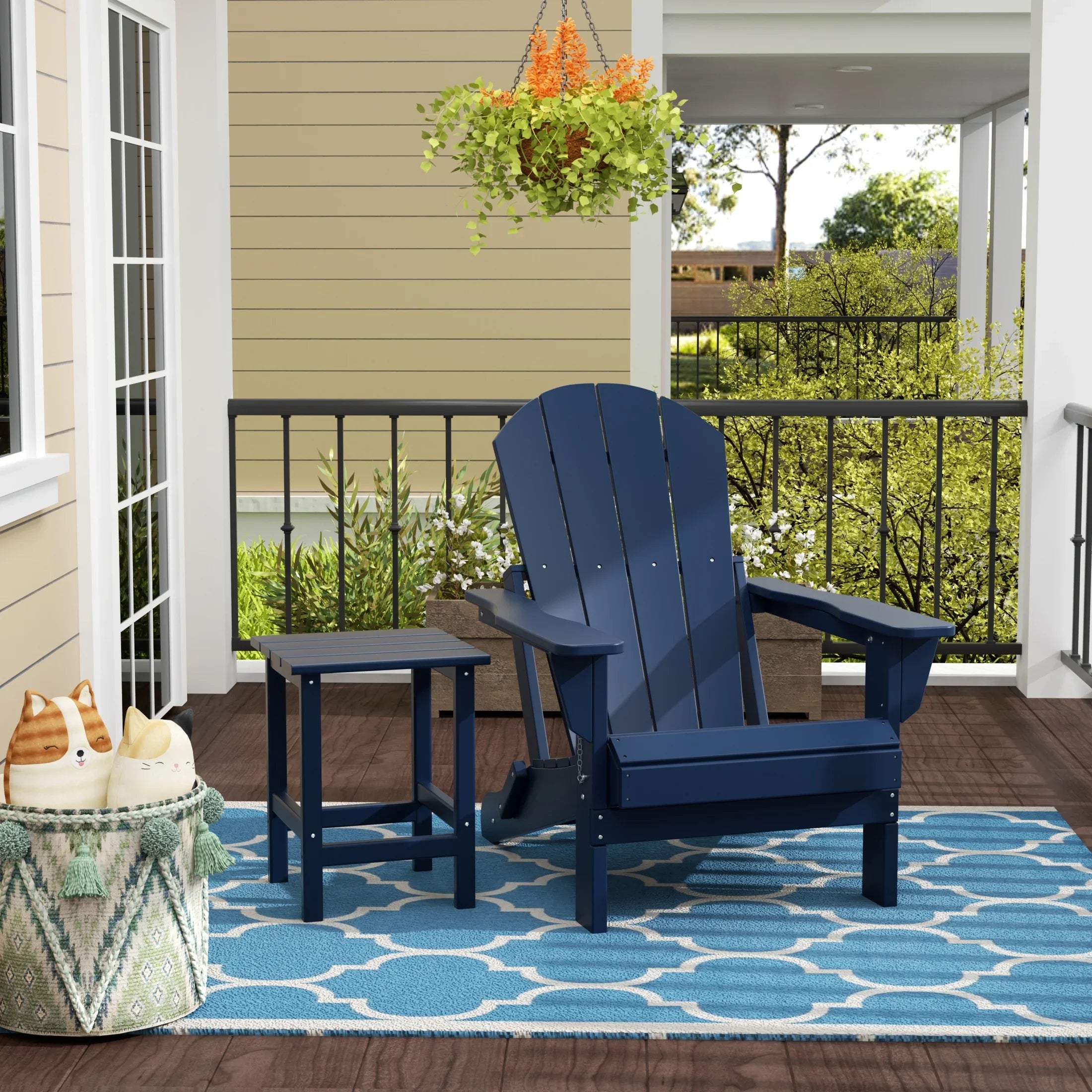 PARADISE 2-Piece Foldable Adirondack Lawn Chair with Patio Side