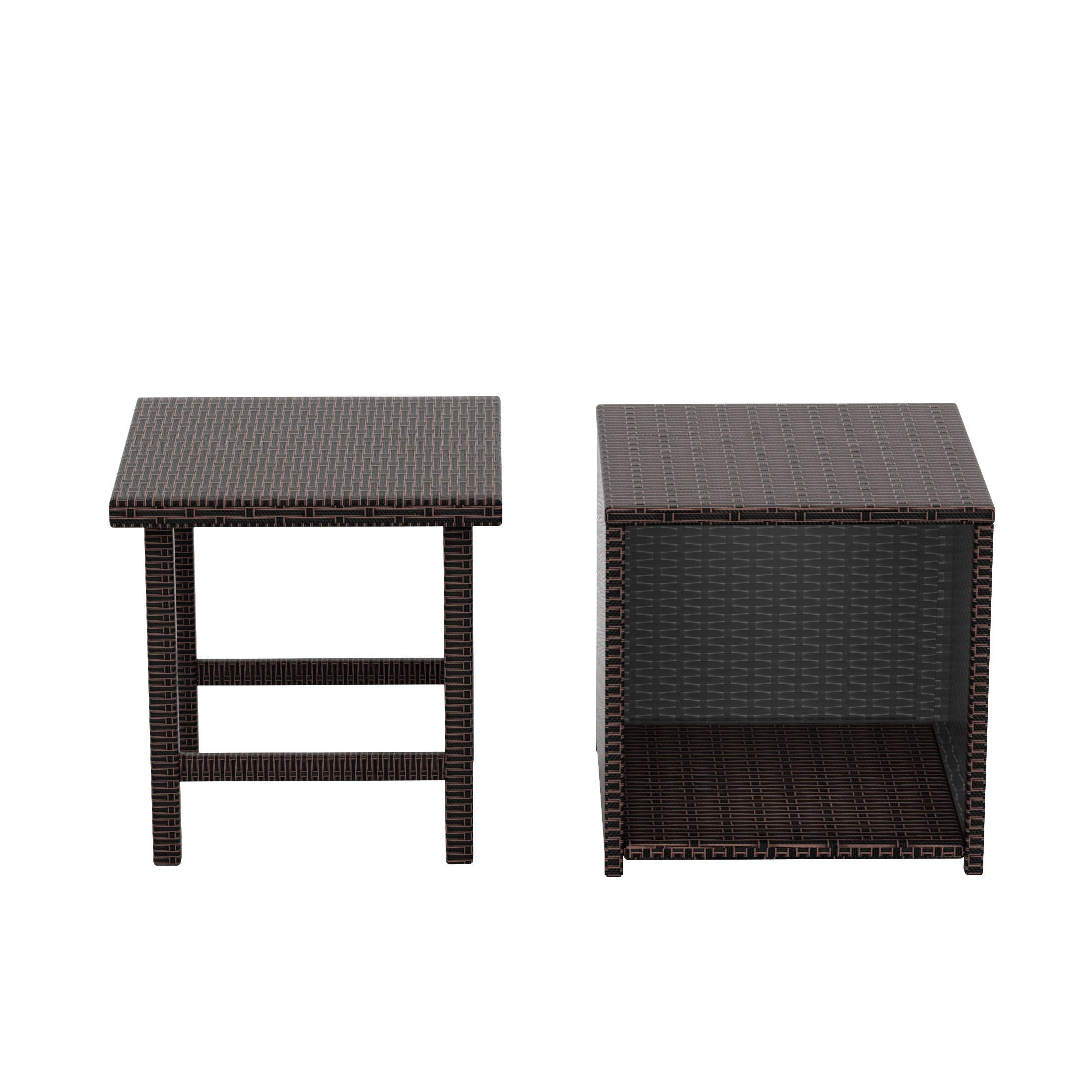 Wynston 2-piece Resin Wicker Outdoor Cube Ottoman with Square Side Table