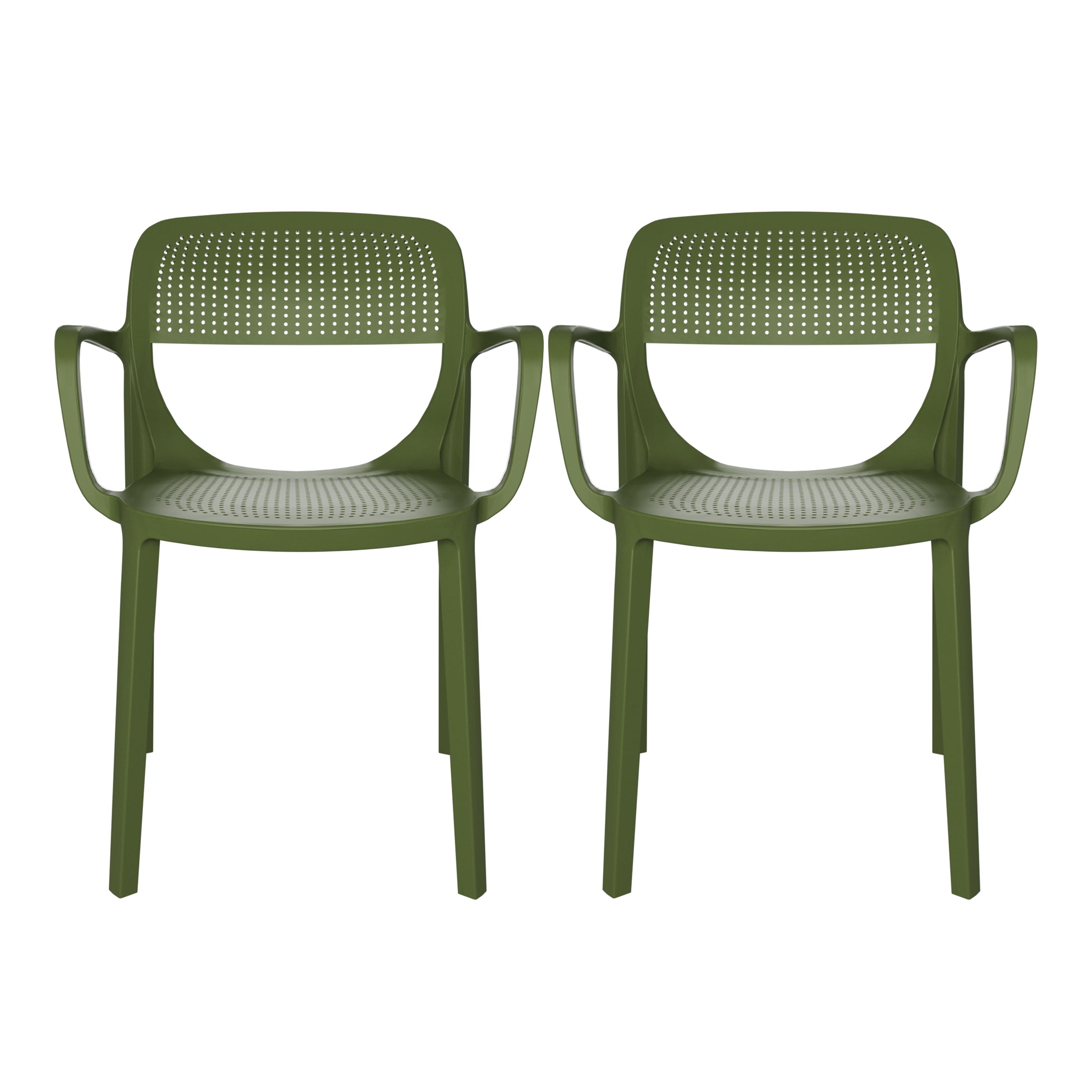 Sunshine Outdoor Stackable Plastic Resin Patio Dining Armchair (Set of 2)