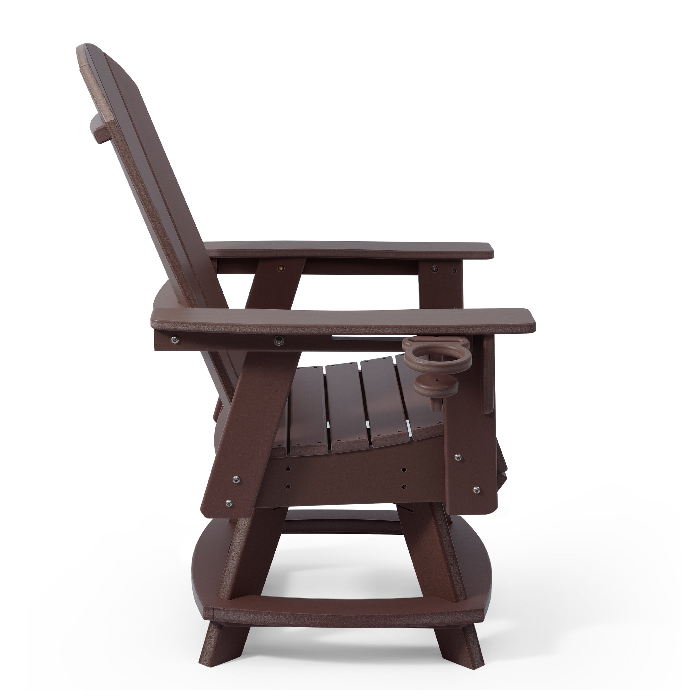 Paradise Outdoor HDPE Swivel Adirondack Patio Dining Chair With Cup Holder