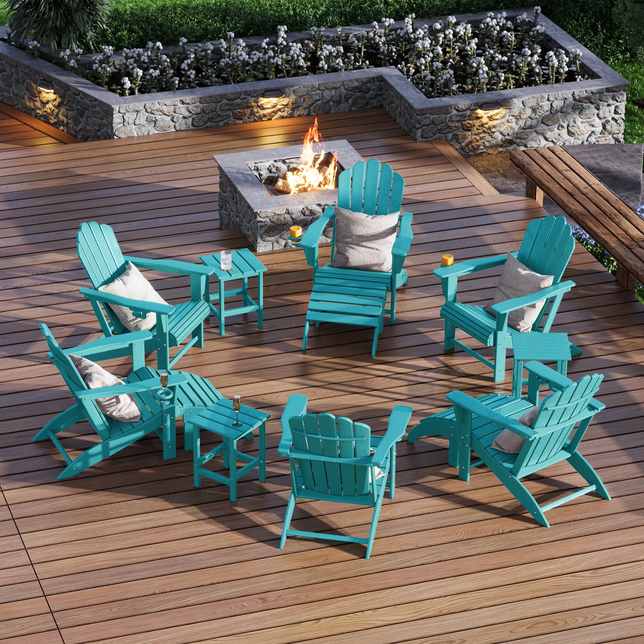Lakeview 12-Piece HDPE Outdoor Patio Furniture Adirondack Chair Conver - Main Image