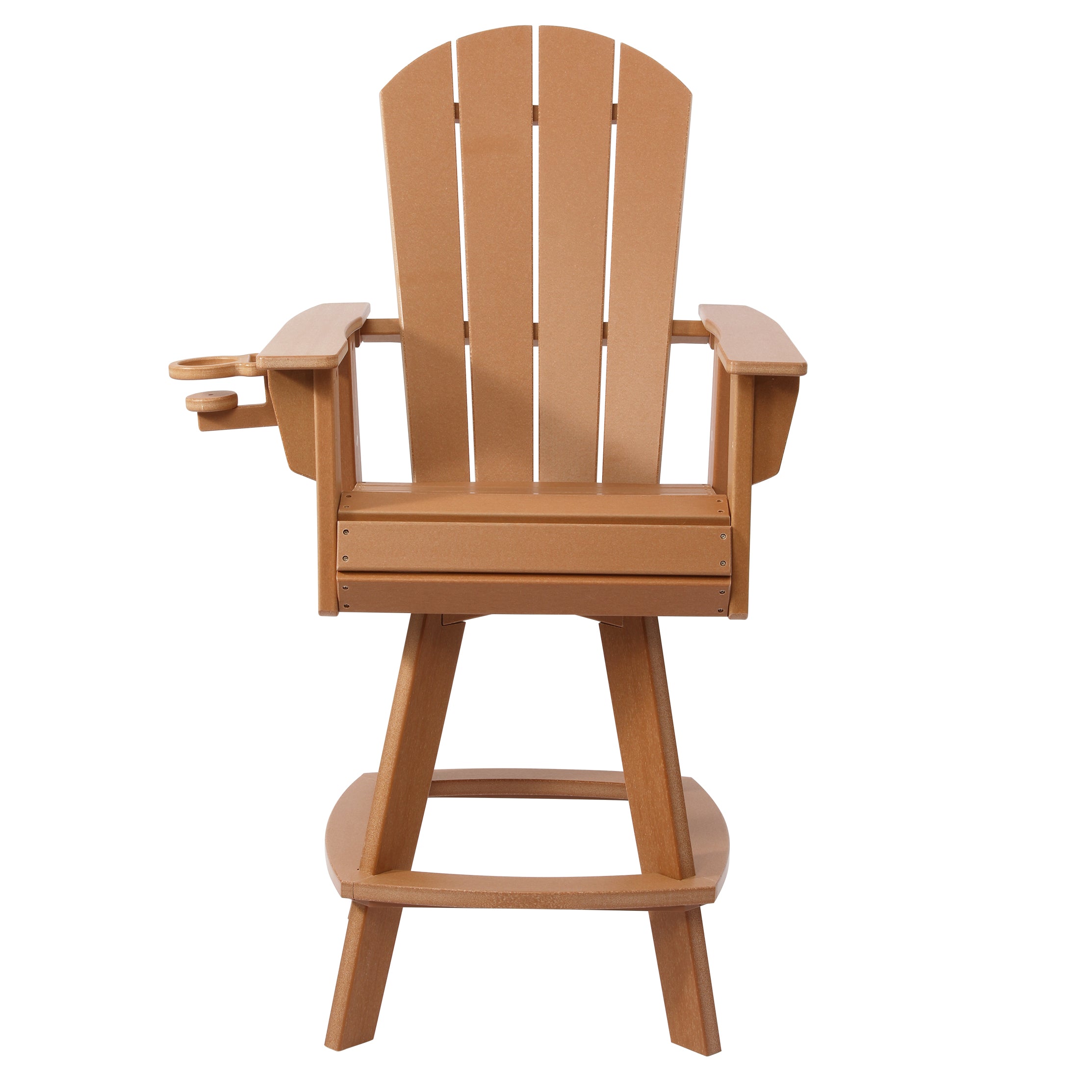 Paradise Outdoor HDPE Swivel Adirondack Bar Height Chair With Cup Holder