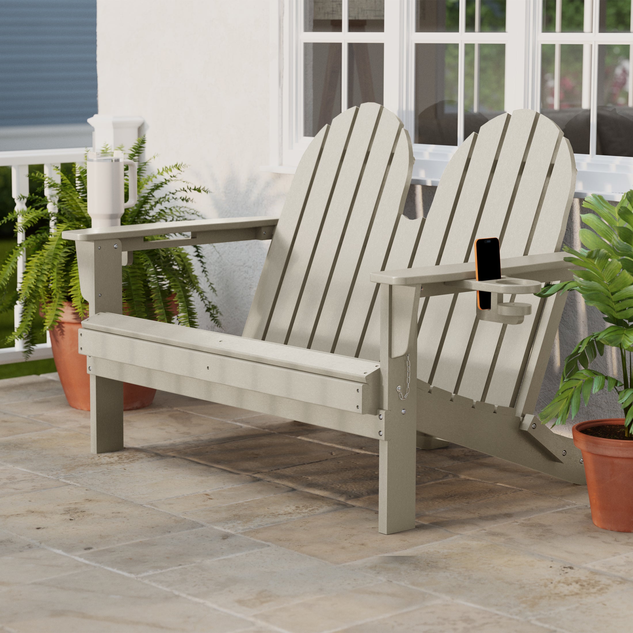 Savannah Outdoor Patio 49" HDPE Folding Adirondack Garden Bench
