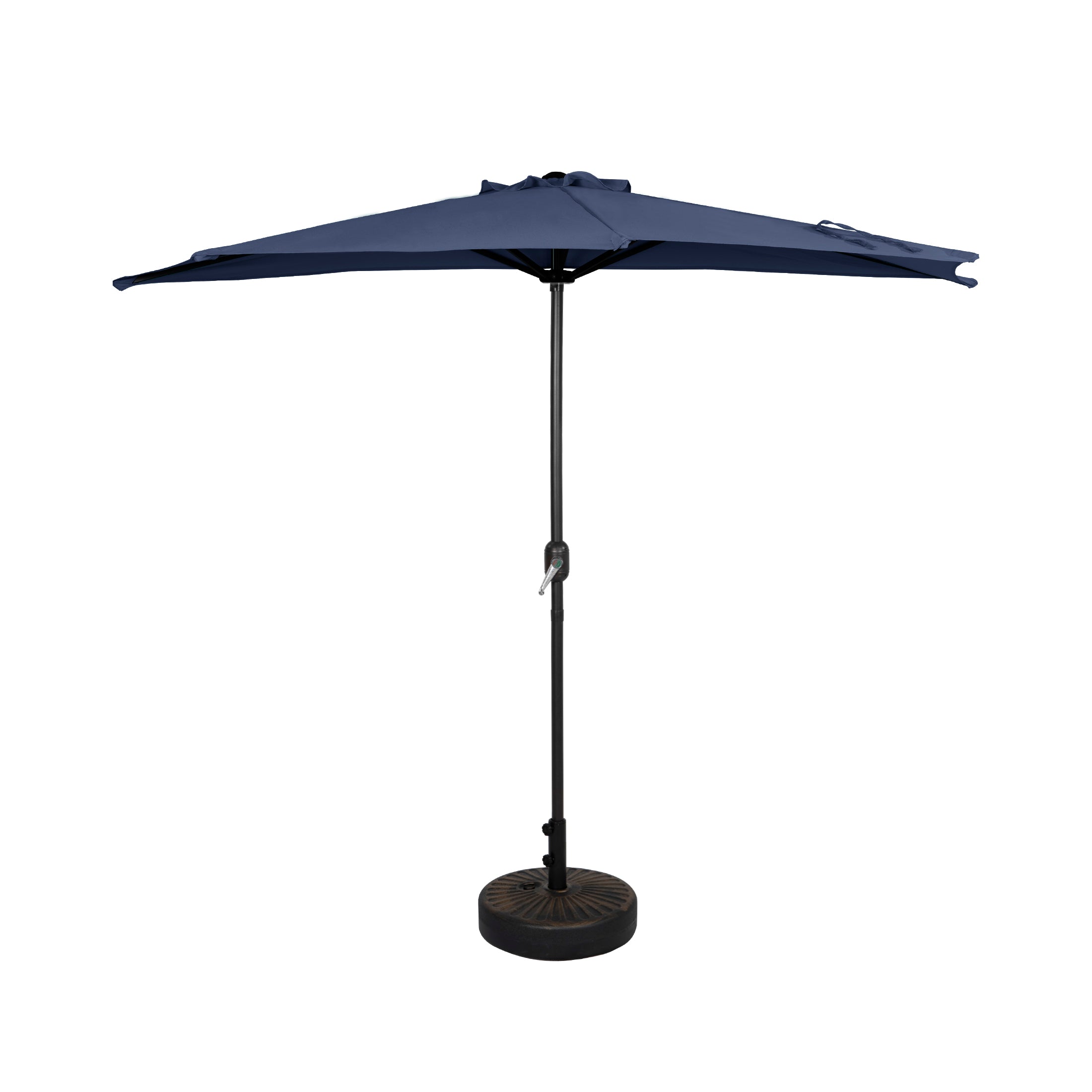 Easton 9 ft. Aluminum Half Market Crank Lift Patio Umbrella with Base