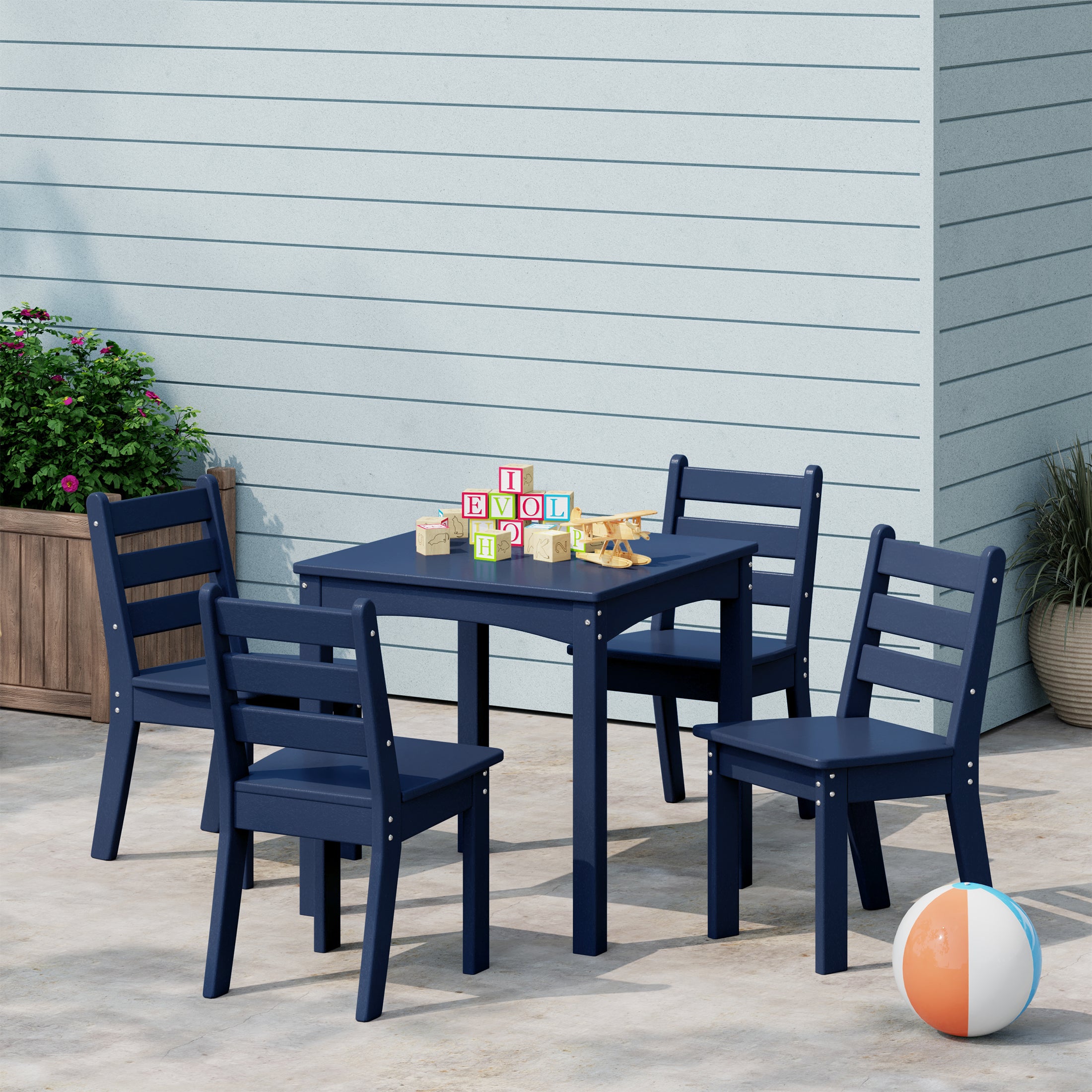 Playhouse Kids 5-Piece HDPE Dining Table and Chairs Set