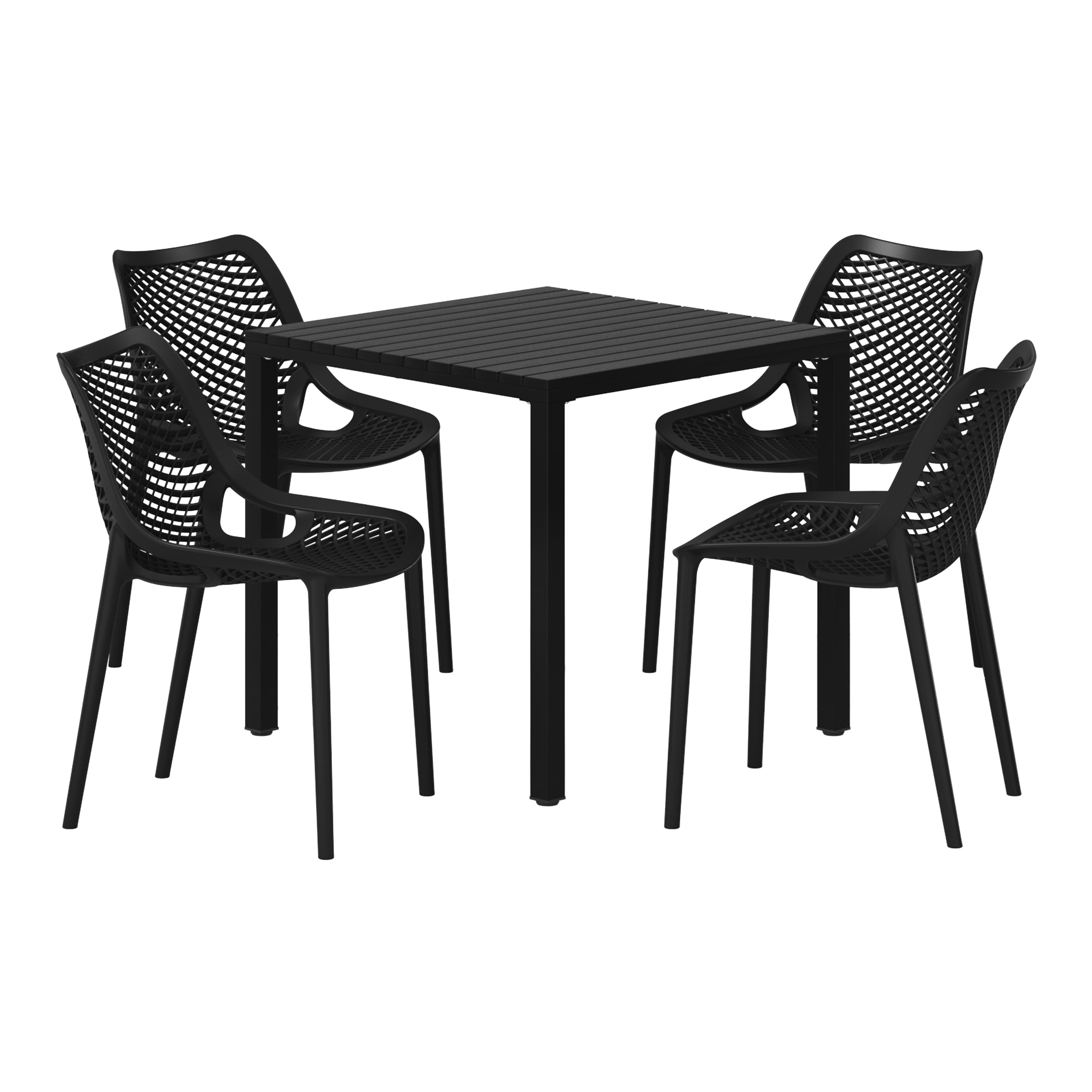 Sunshine 5-Piece Outdoor Patio Metal Frame Dining Table Set with Stackable Patio Dining Chairs