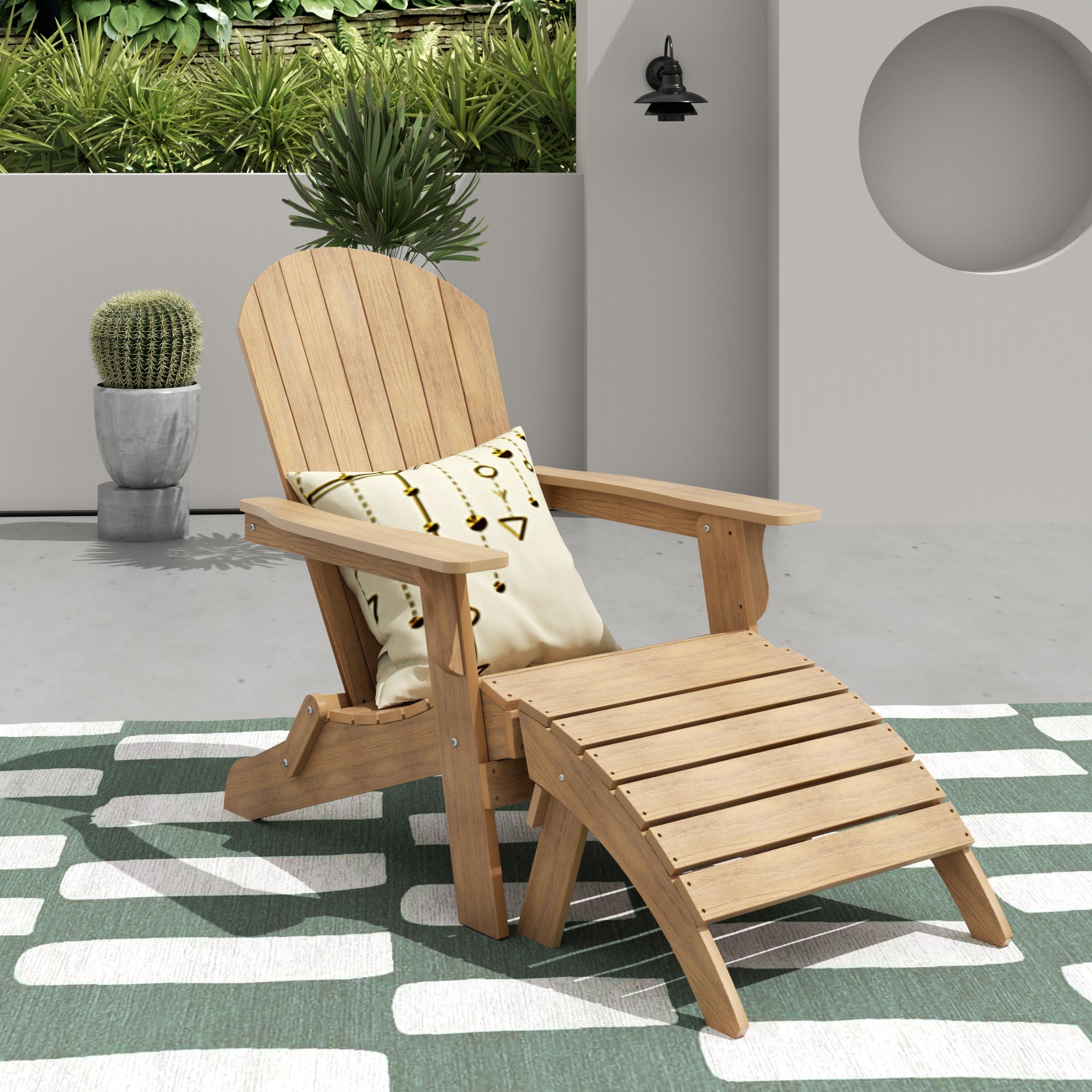 Florence 2-Piece HIPS Outdoor Folding Adirondack Seashell Chair With Folding Ottoman