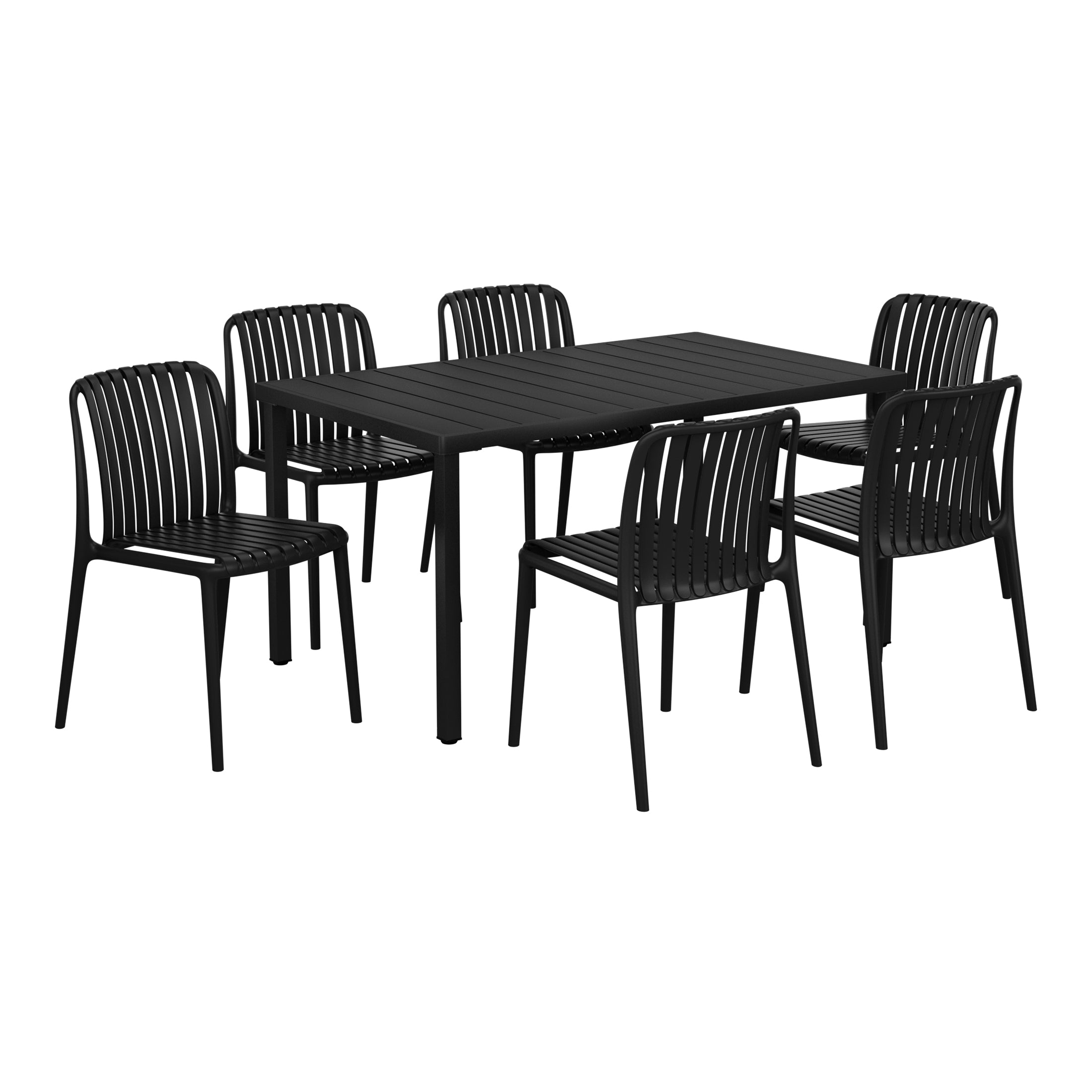 Sunshine 7-Piece Outdoor Patio Dining Table Set With Stackable Patio Chairs