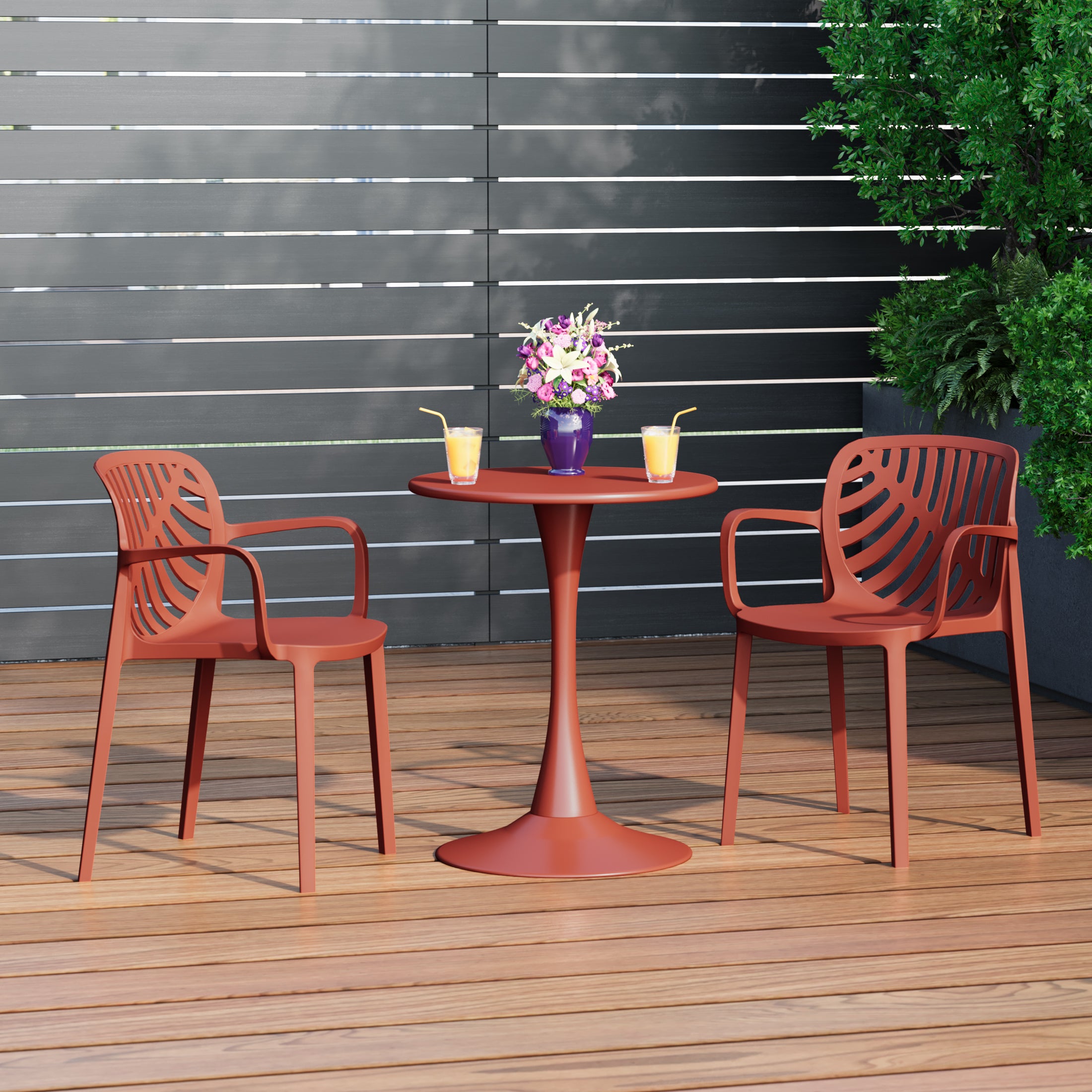 Sunshine 3-Piece Outdoor Indoor Metal Patio Dining Table Set With Stackable Patio Chairs