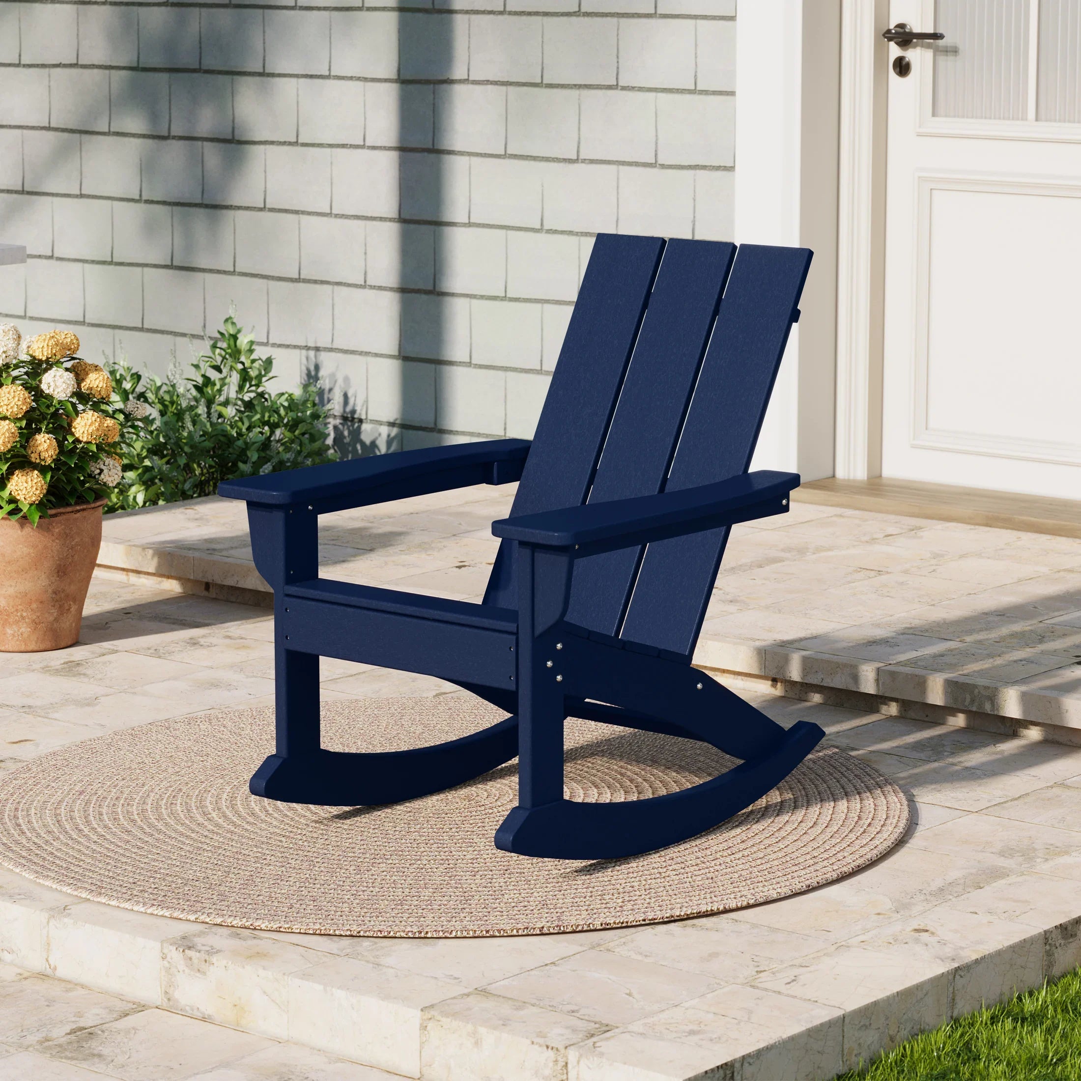 PALMS Modern Plastic Outdoor Rocking Chair, Dark Brown