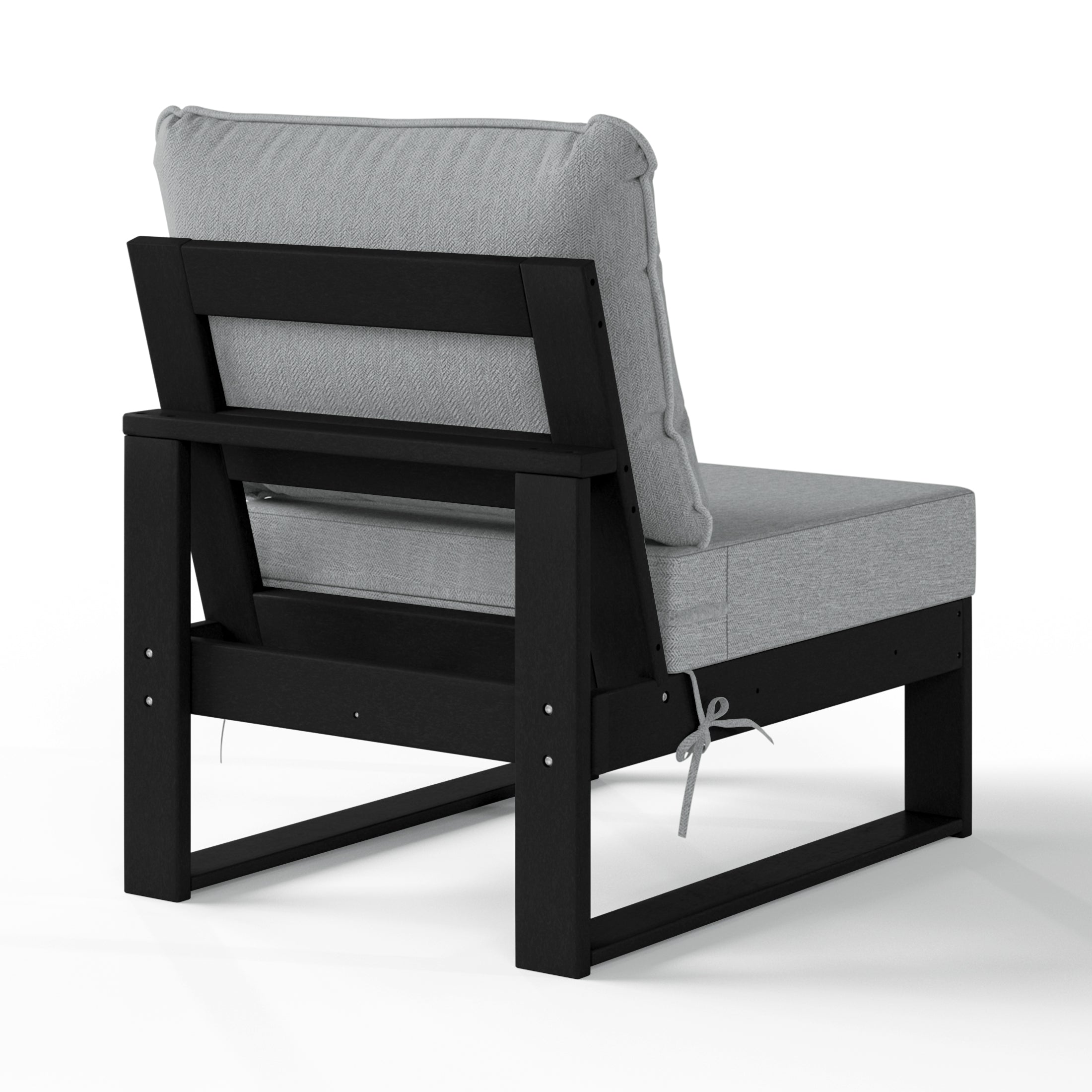 Rockaway Outdoor HDPE Sectional Armless Chair with Water-Proof Patio Cushions