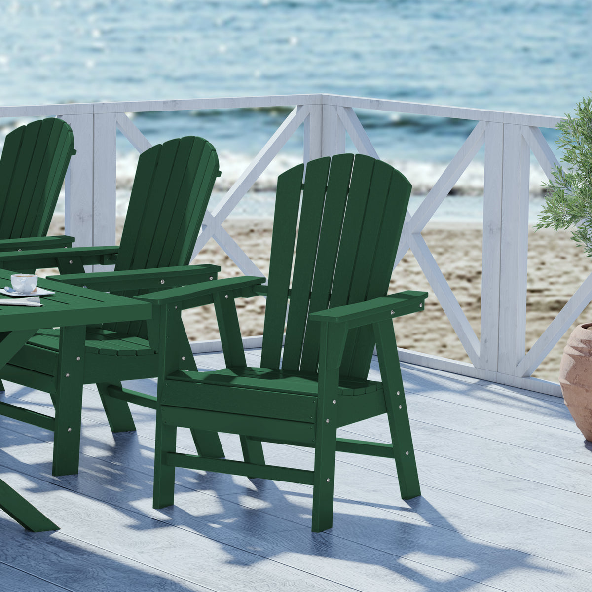Portside Outdoor Patio Shell-back Adirondack Dining Chair Weather Resistant