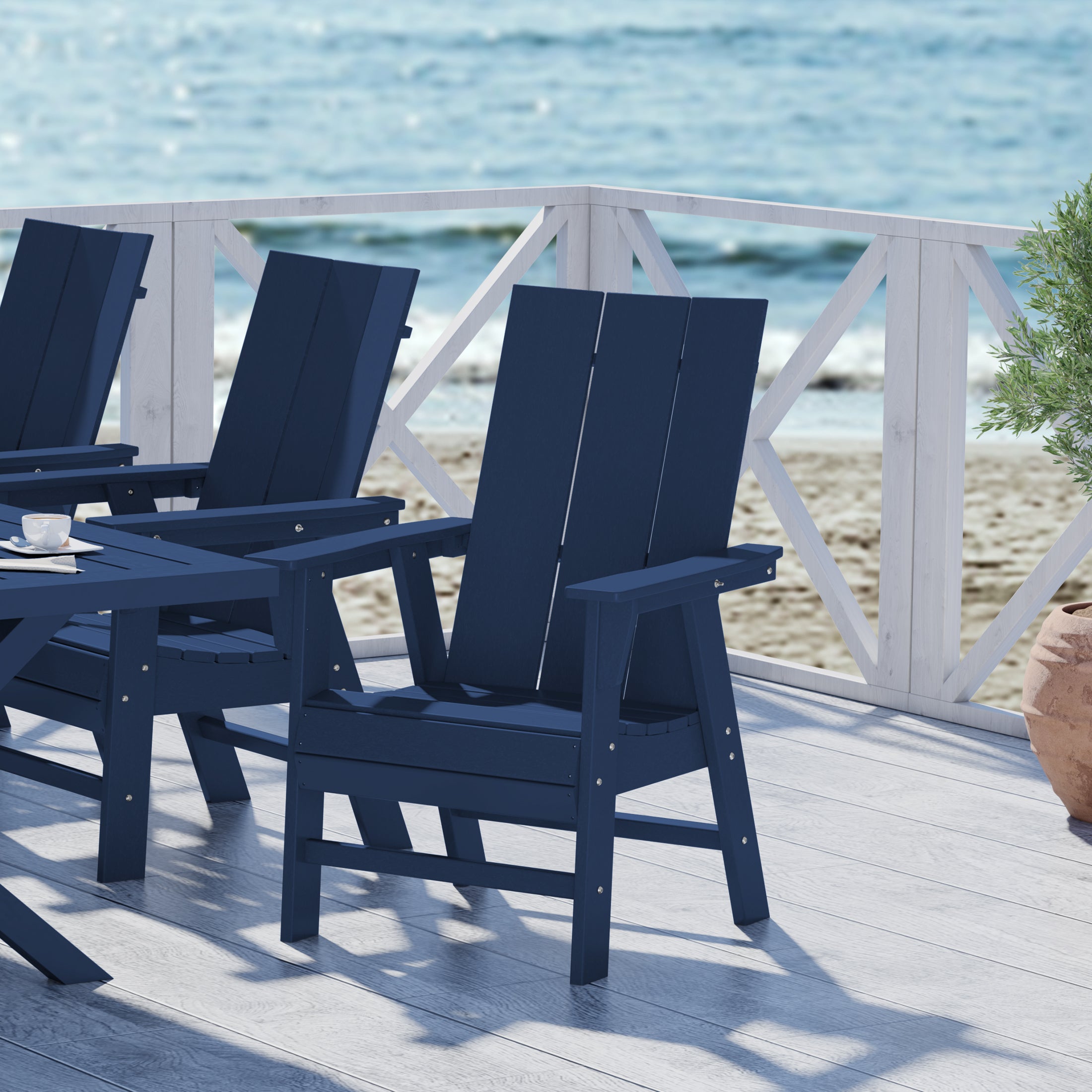 Palms Outdoor Patio HDPE Plastic Modern Adirondack Dining Chair