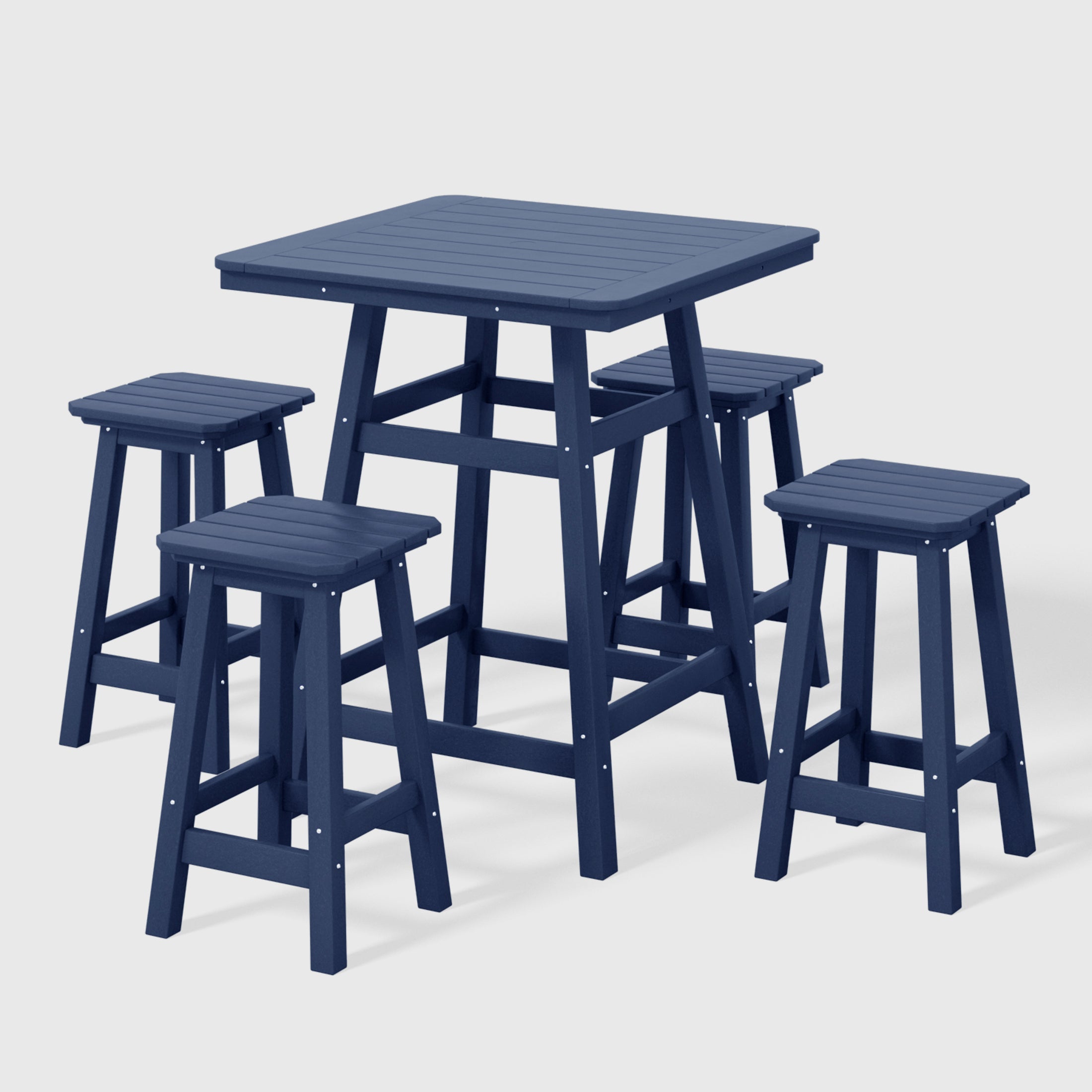 Paradise 5-Piece HDPE Outdoor Patio Dining Bar Bistro Table Set with Counter High Bar Stool