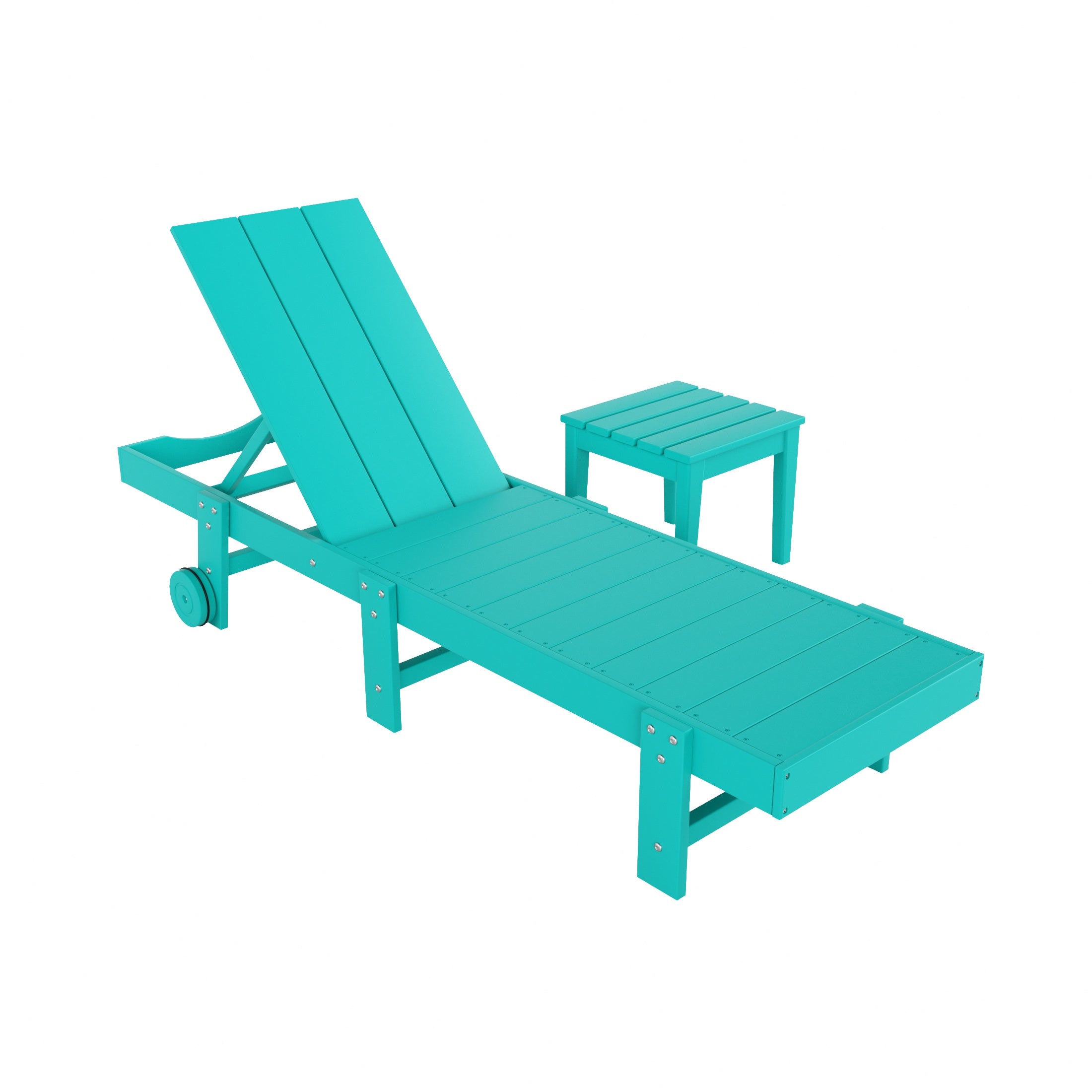 Palms 2 Piece Modern Poly Reclining Chaise Lounge With Wheels