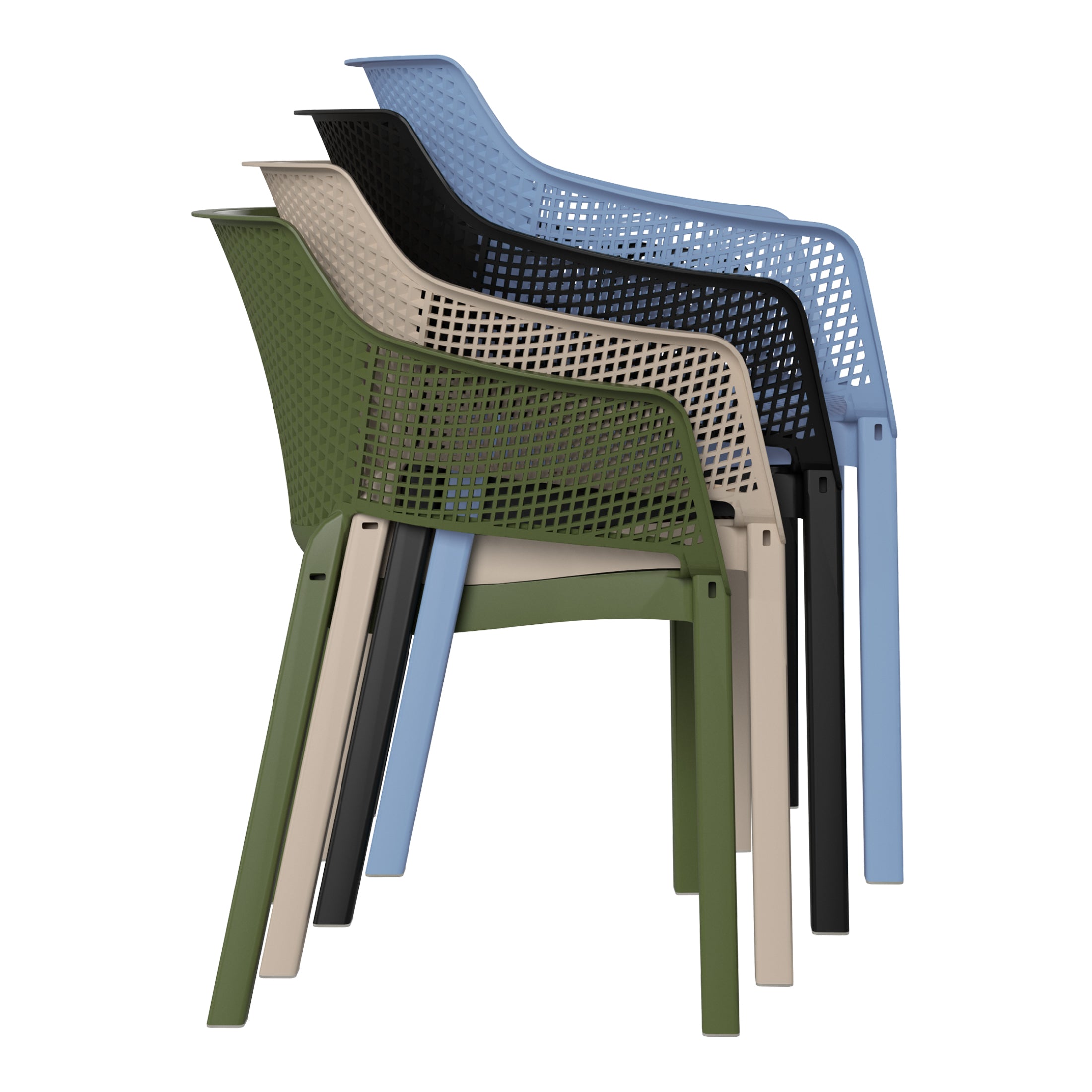 Sunshine Outdoor Modern Stackable Plastic Resin Patio Dining Armchair (Set of 4)