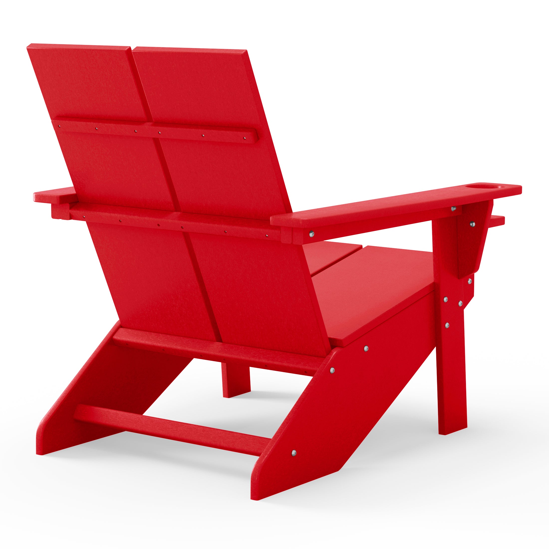 Seaview Outdoor HDPE Modern Adirondack Chair with Cup Holder (Set of 4)