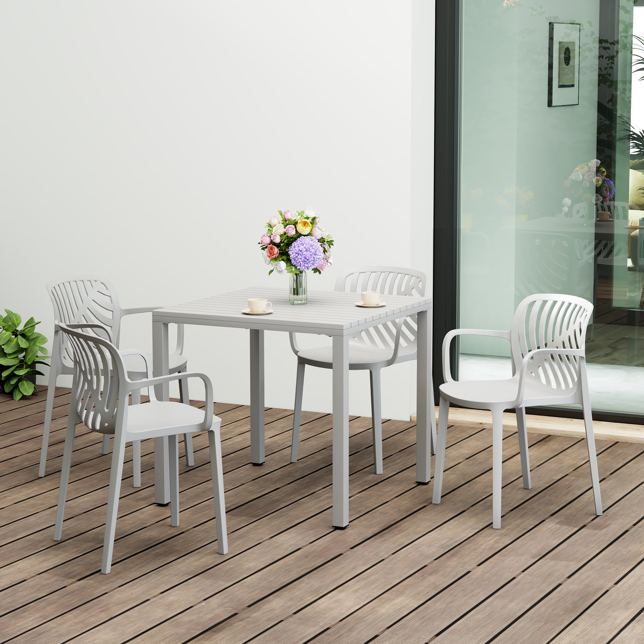 Sunshine 5-Piece Outdoor Square Dining Table Patio Set with Stackable Patio Dining Chairs