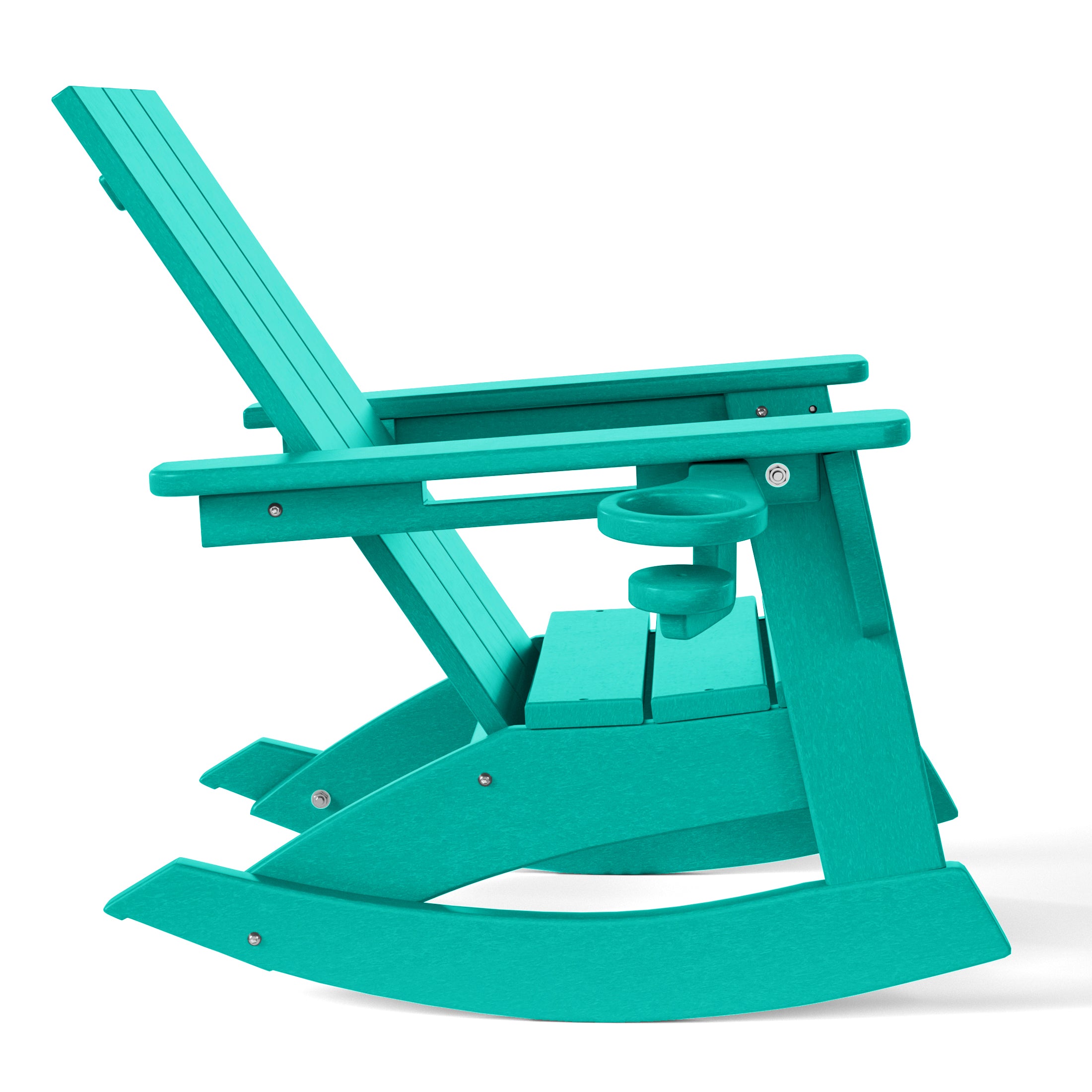 Palms 3-Piece Kids Modern Rocking Chair With Cup Holder and Square Side Table Set