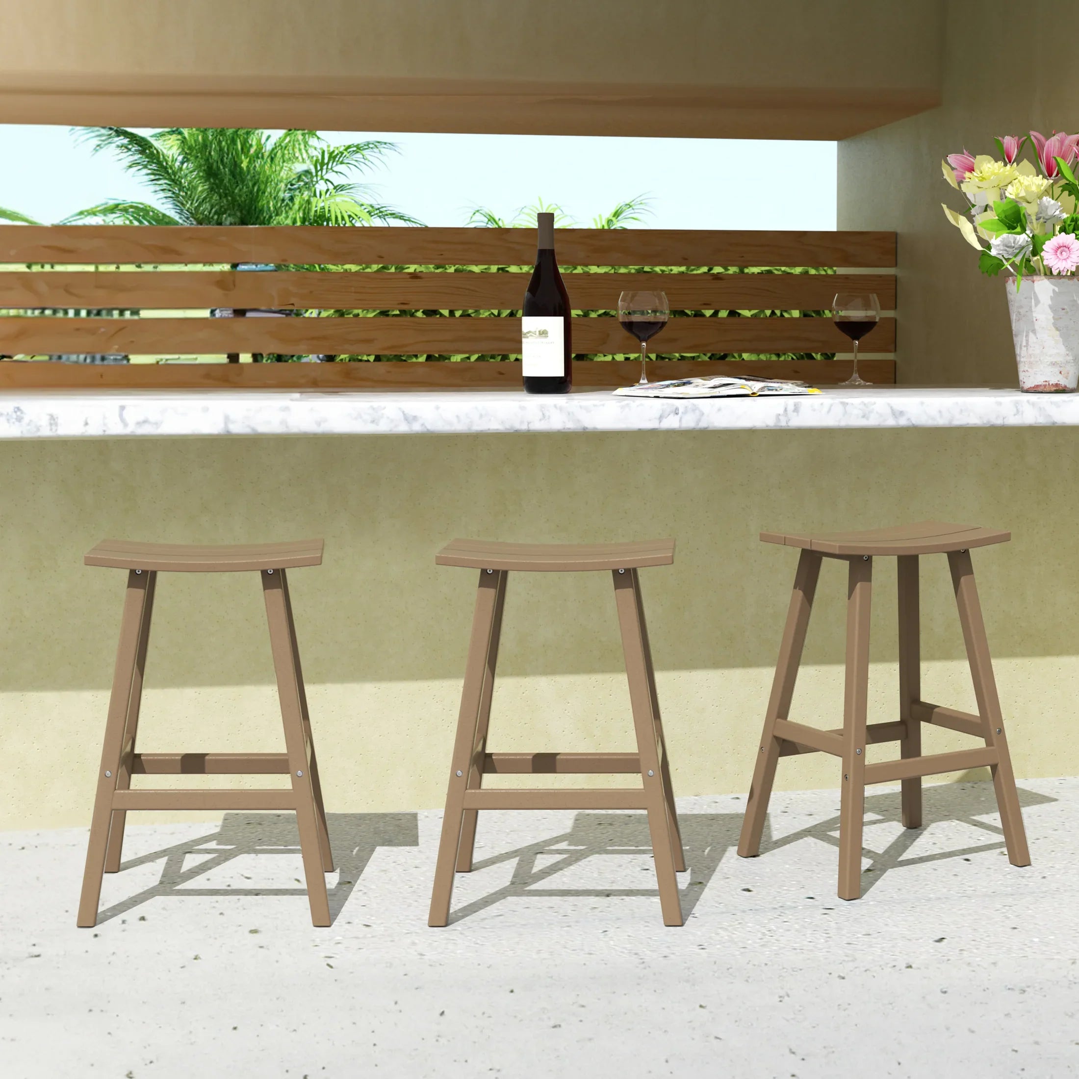 Paradise 29 Inch High Backless Seat Bar Stools (Set of 3)