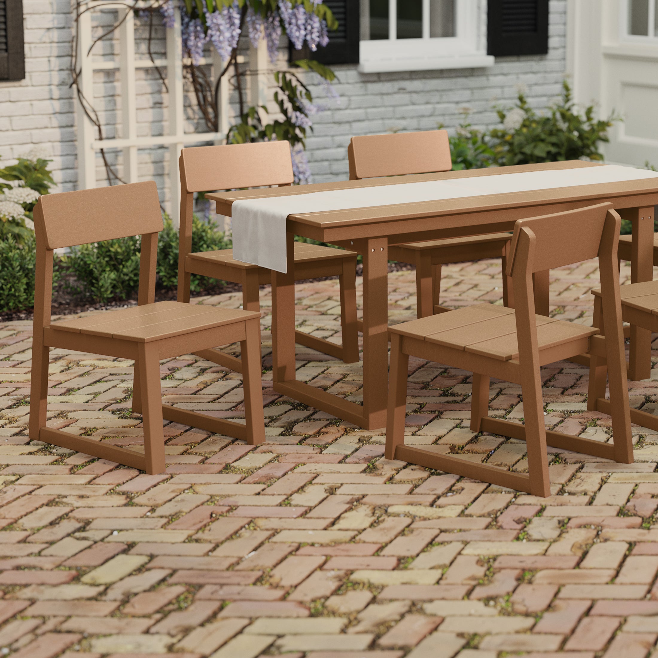 Cambria Modern HDPE Outdoor Armless Patio Dining Chairs (Set of 2)