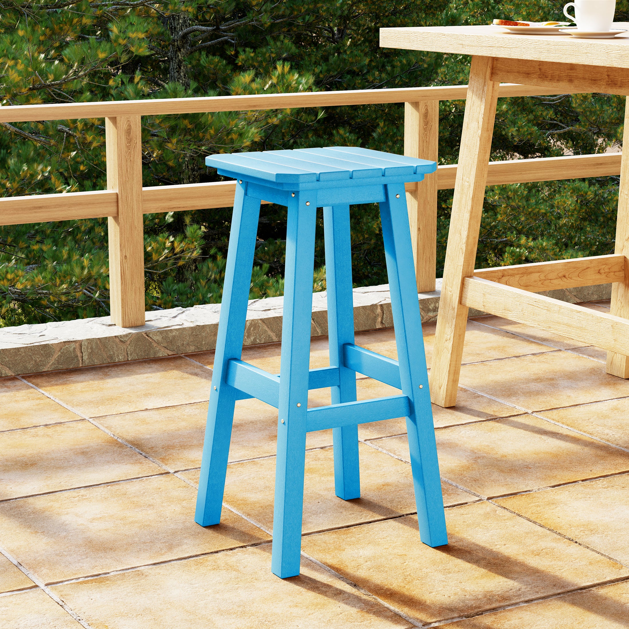 Paradise 29" HDPE Outdoor Patio Square Backless Bar Stool
