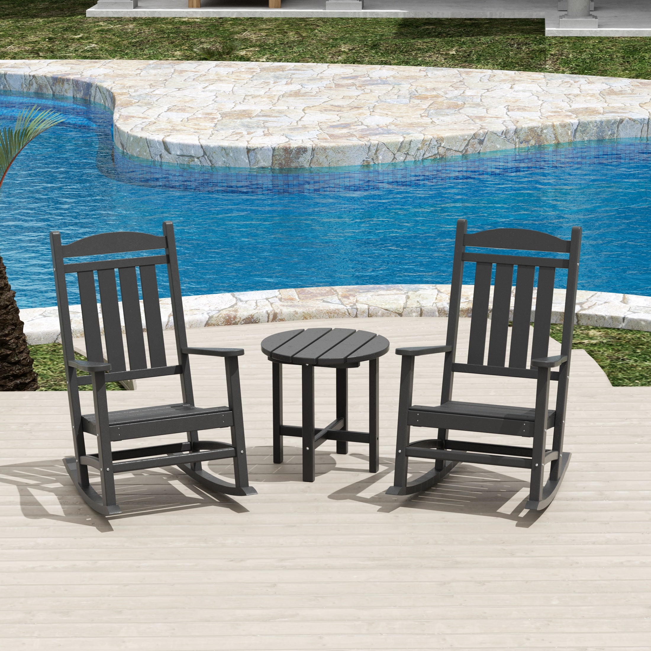 Paradise 3-Piece set Outdoor / Patio rocking chairs with a side table ( 2 seater )