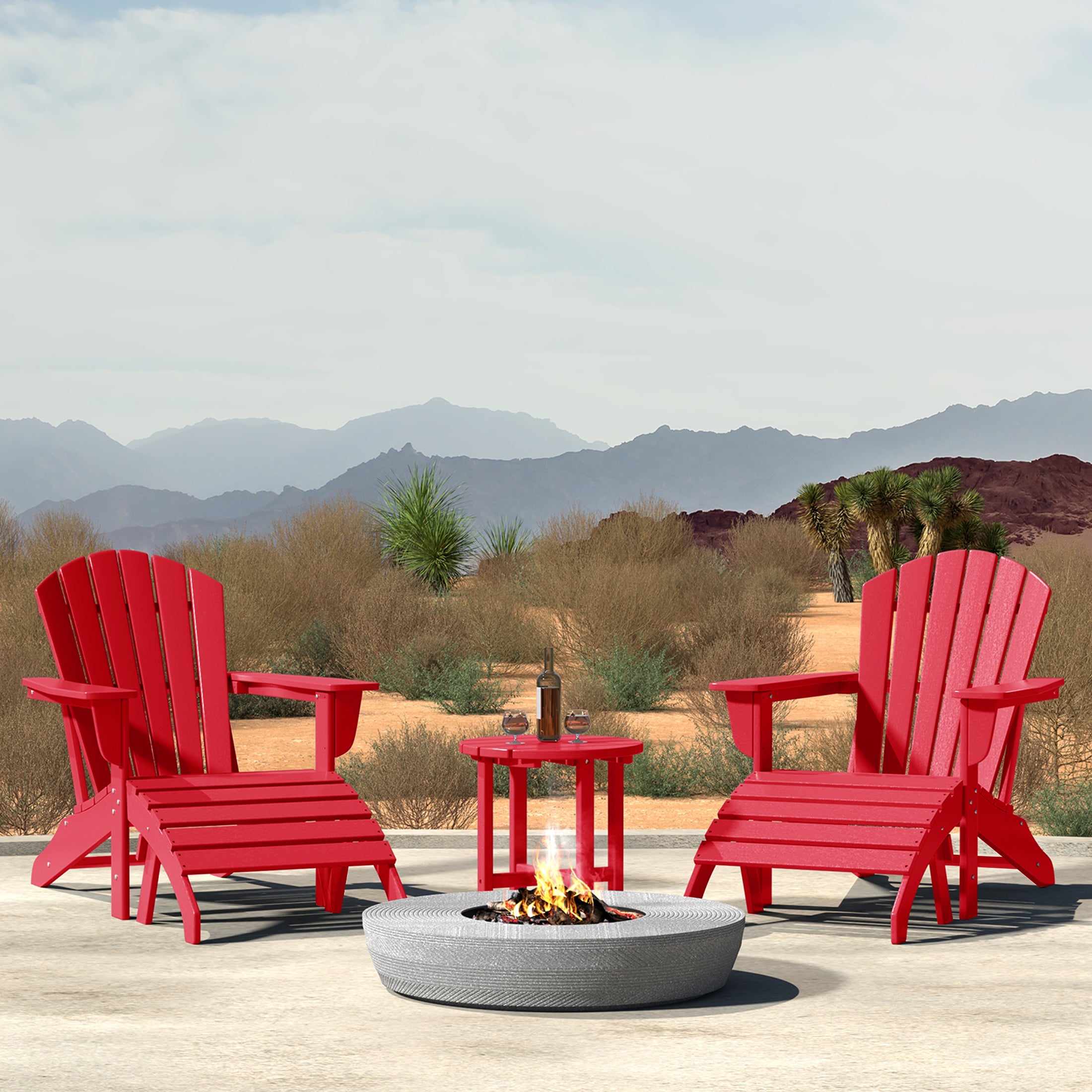 Portside Outdoor Adirondack Chair With Ottoman And Side Table 5-Piece Set