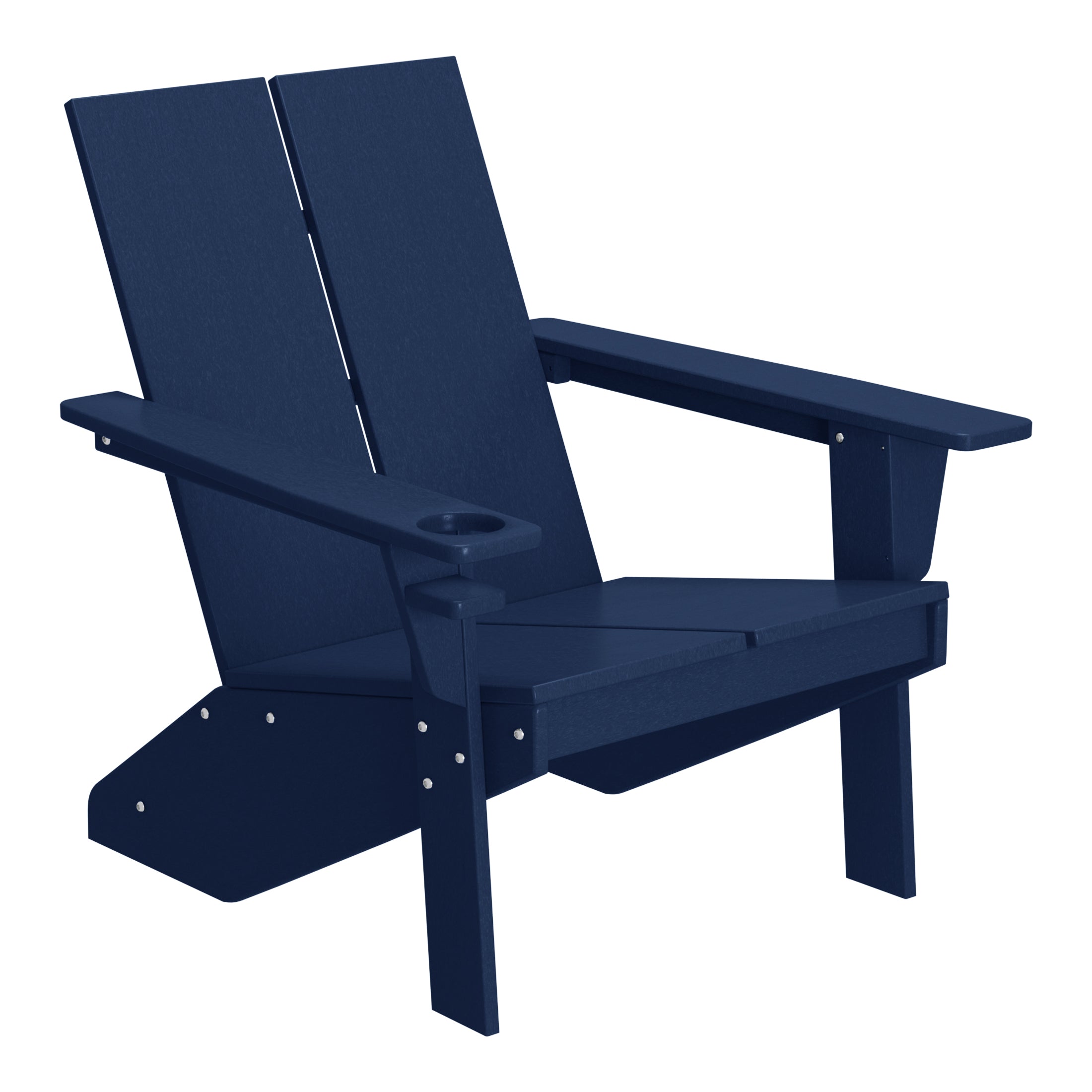 Seaview Outdoor 4-Piece HDPE Modern Adirondack Chairs Set with Folding Patio Ottomans and Cup Holder
