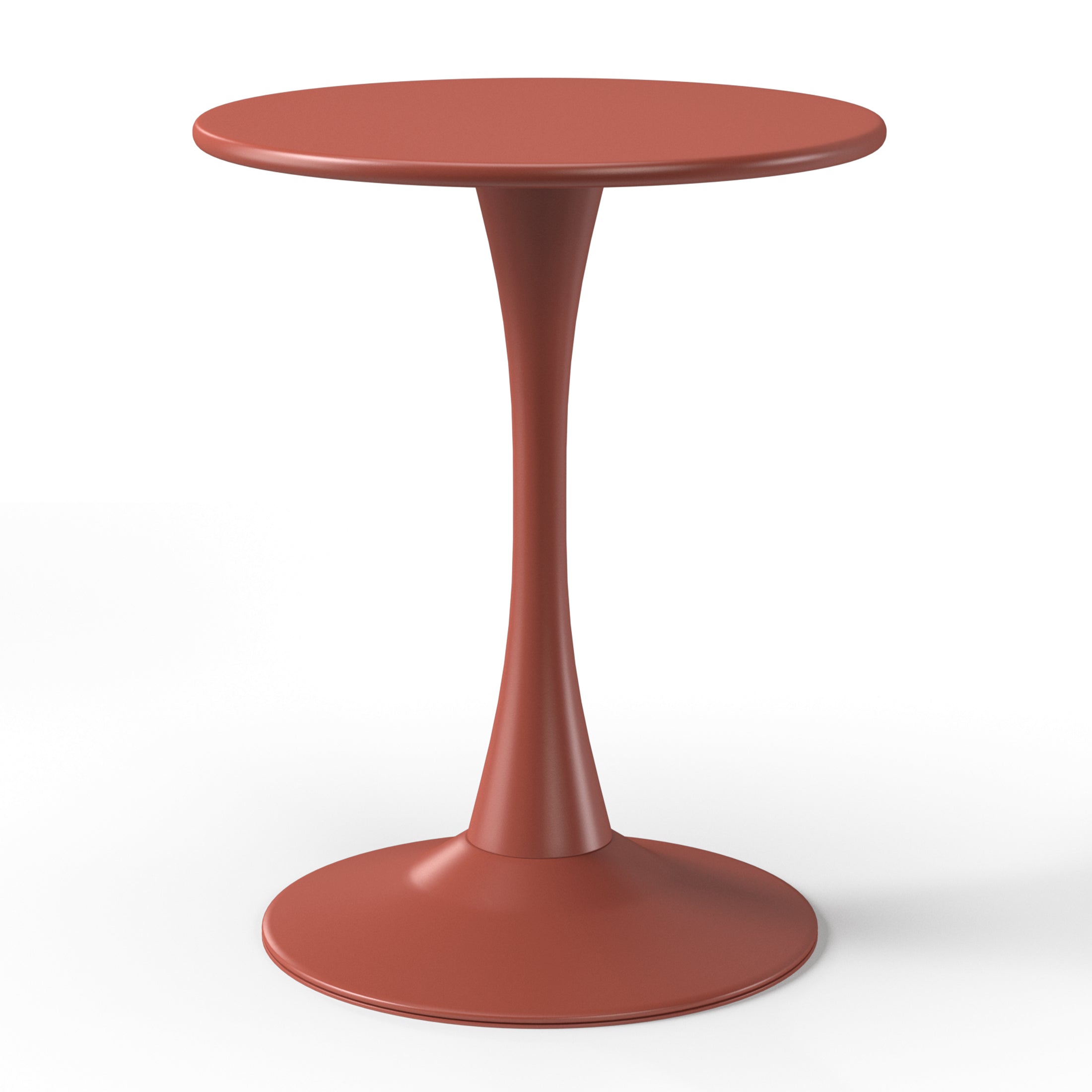 Sunshine 3-Piece Outdoor Round Metal Dining Table Set And Stackable Resin Patio Dining Side Chairs